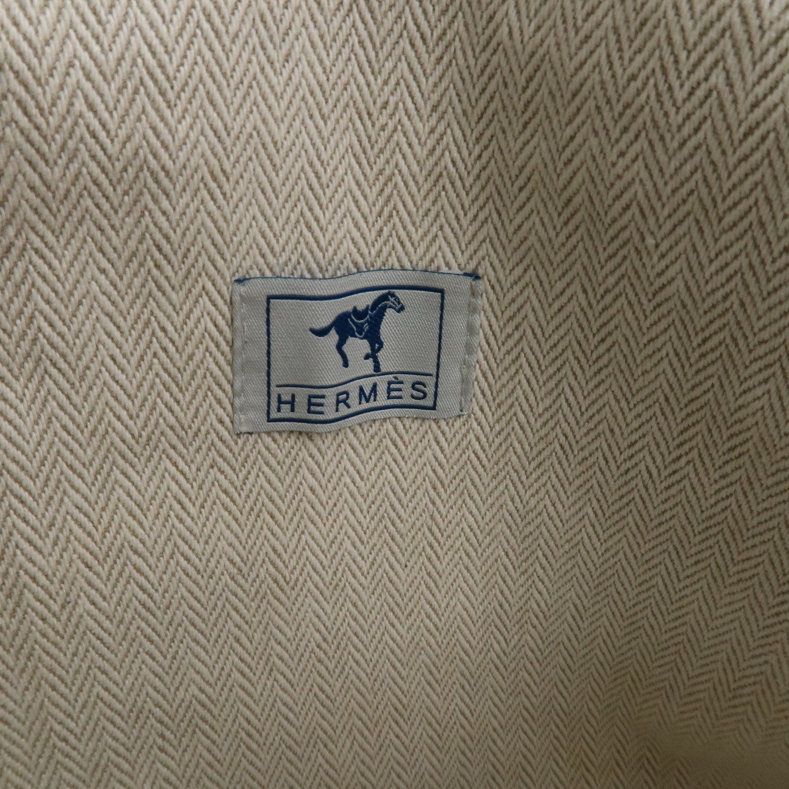 HERMES Cotton Western Motif Pouch Cosmetic Pouch Blue Multicolor