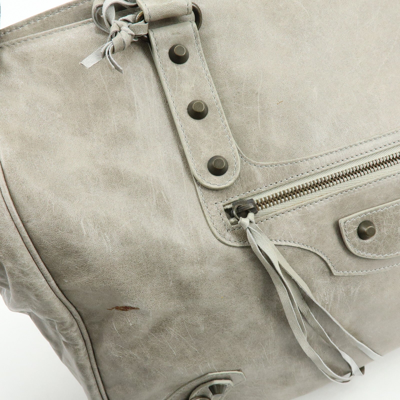 BALENCIAGA The Shopping Leather Tote Bag Shoulder Bag Gray