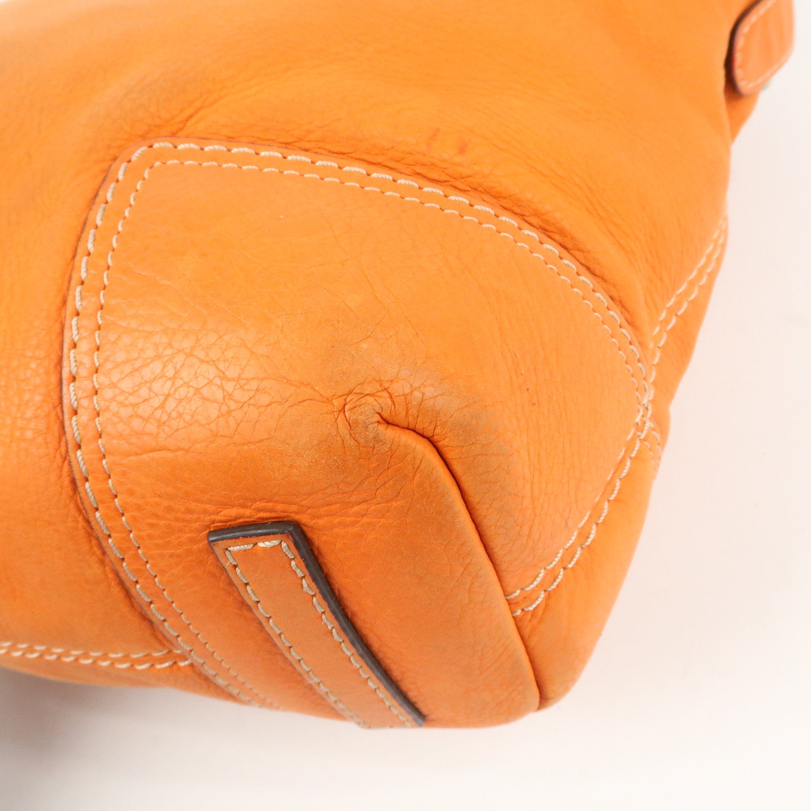 LOEWE Anagram Logo Leather Shoulder Bag Hand Bag Orange