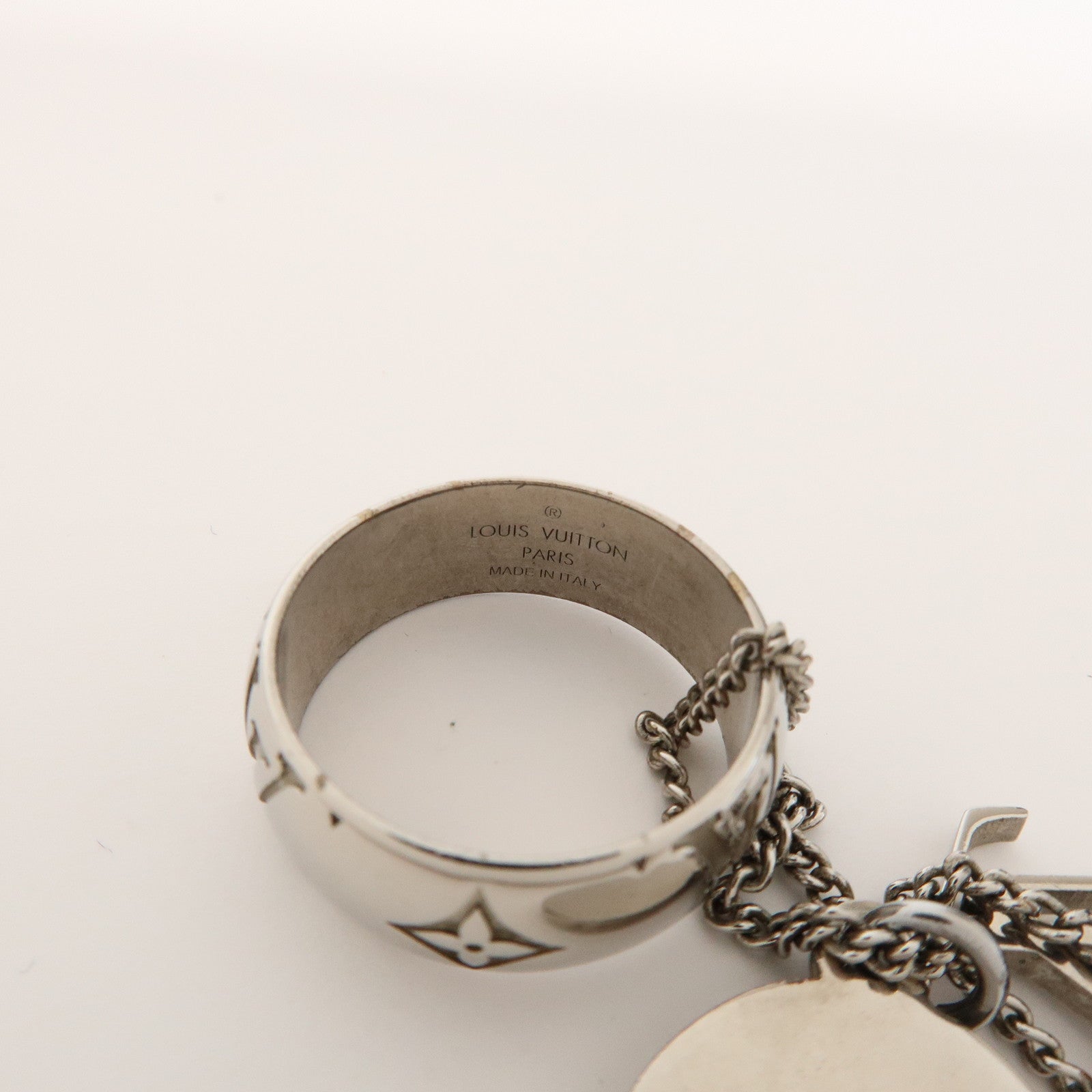 Louis Vuitton Monogram Ring Necklace Silver M62485