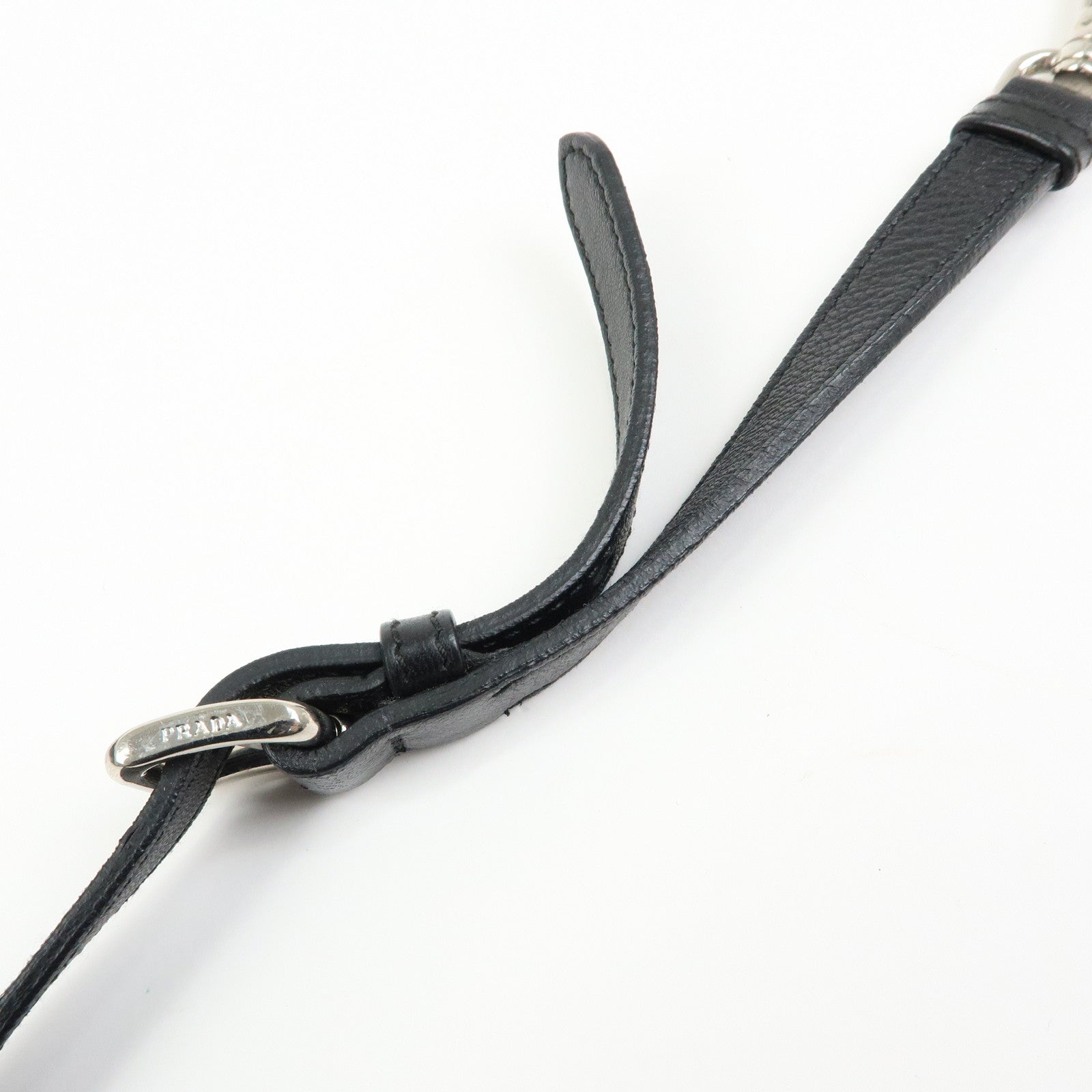 PRADA Triangle Logo Ribbon Nylon Leather 2Way Hand Bag Black BN1631