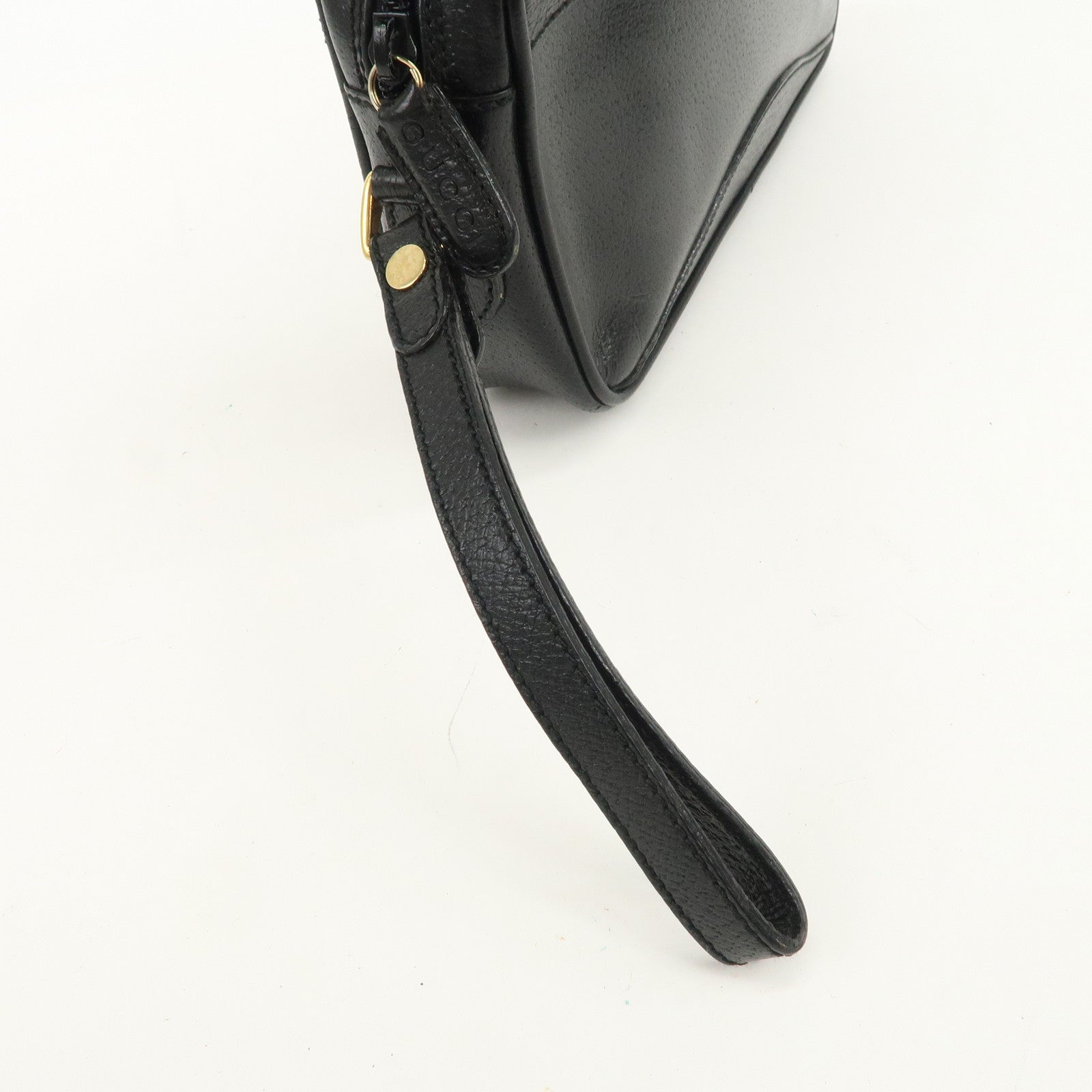 GUCCI Diamante Leather Clutch Bag Wristlet Bag Black 018・1095・3701