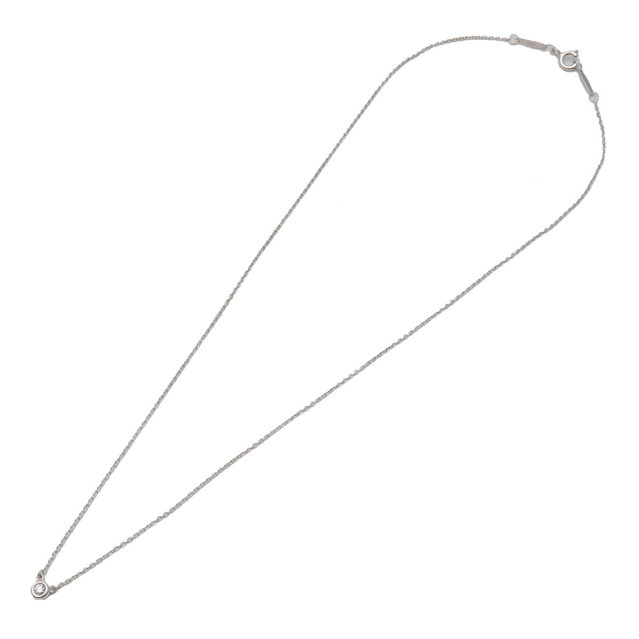 Tiffany & Co By The Yard 1P Diamond Necklace SV925 Silver