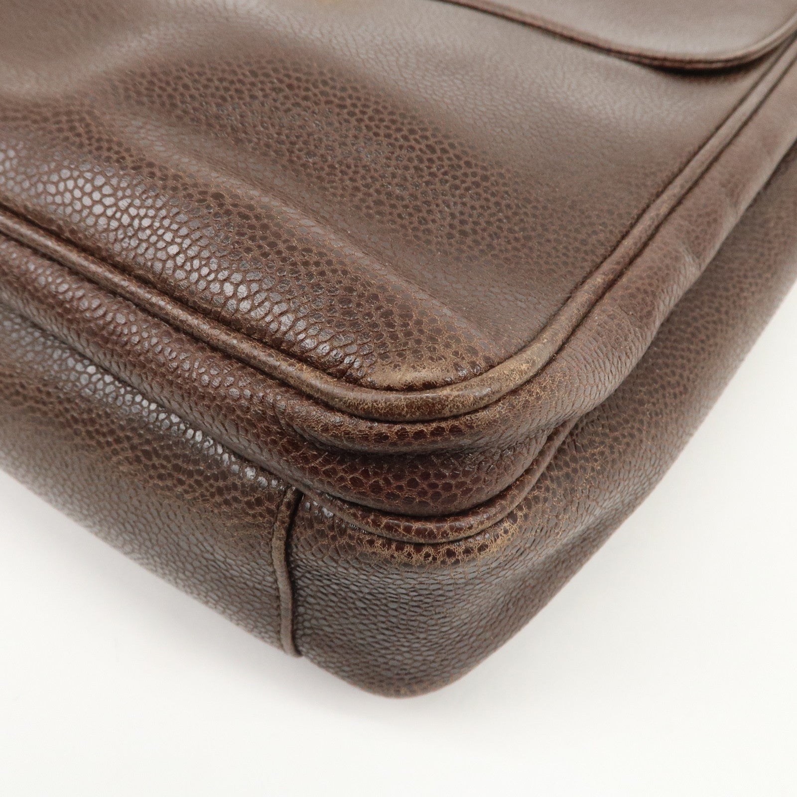 CHANEL COCO Mark Caviarskin Shoulder Bag Brown Gold