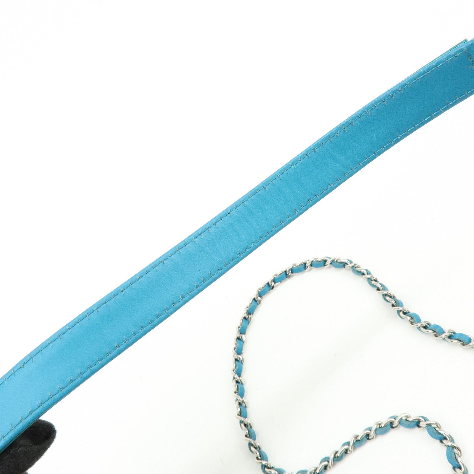 CHANEL COCO Mark Patent Leather Shoulder Bag Crossbody Bag Blue