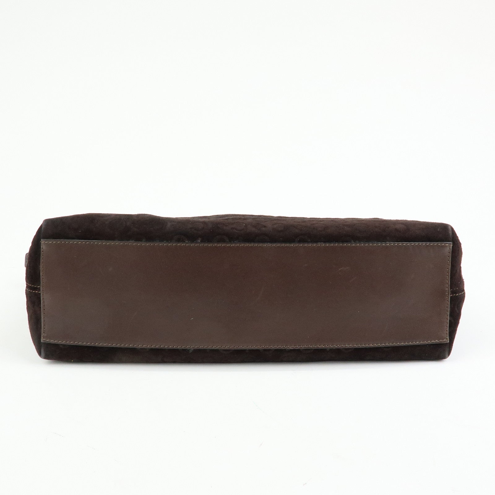 CELINE C Macadam Suede Leather Shoulder Bag Hand Bag Dark Brown