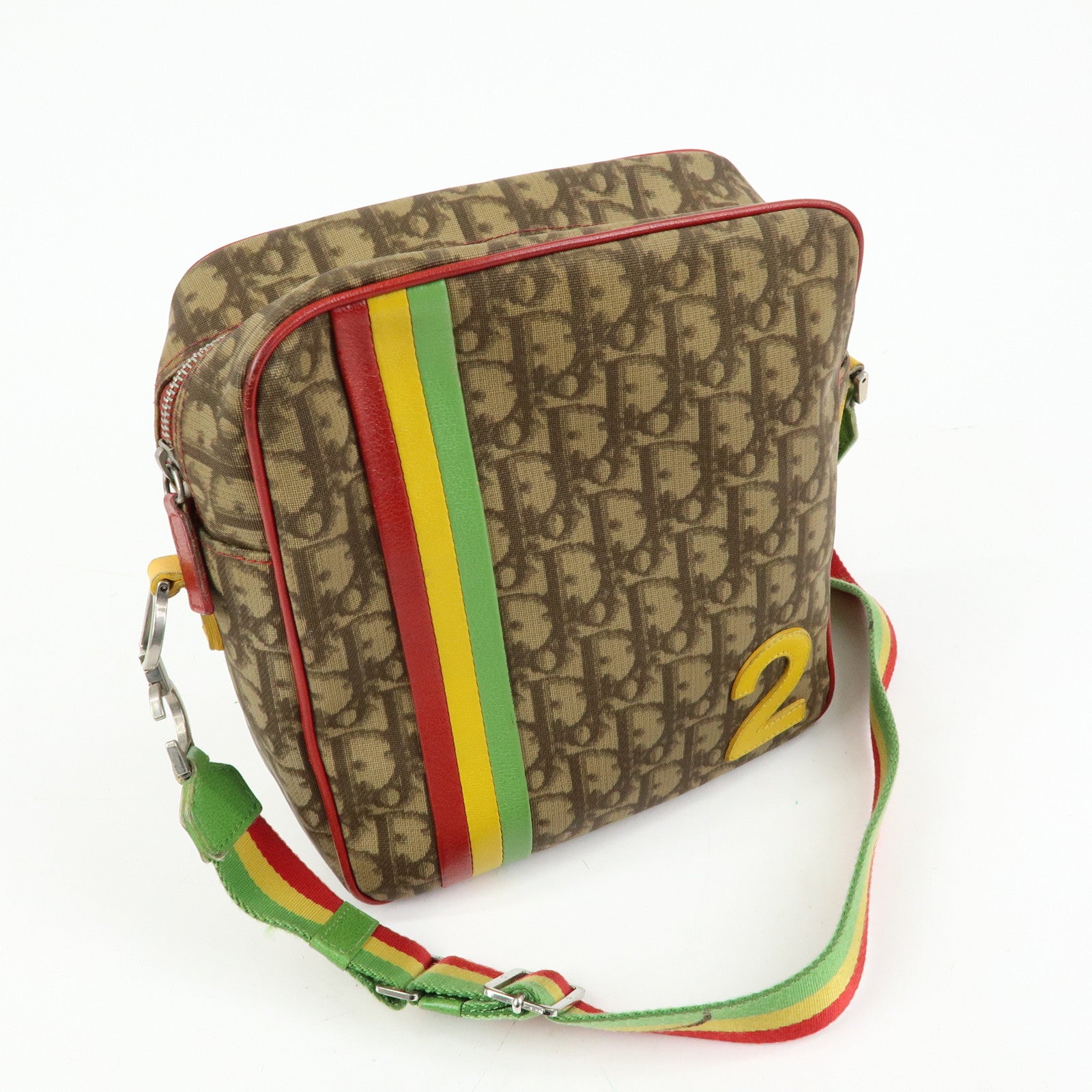 Christian Dior Rasta Trotter PVC Leather Shoulder Bag Brown