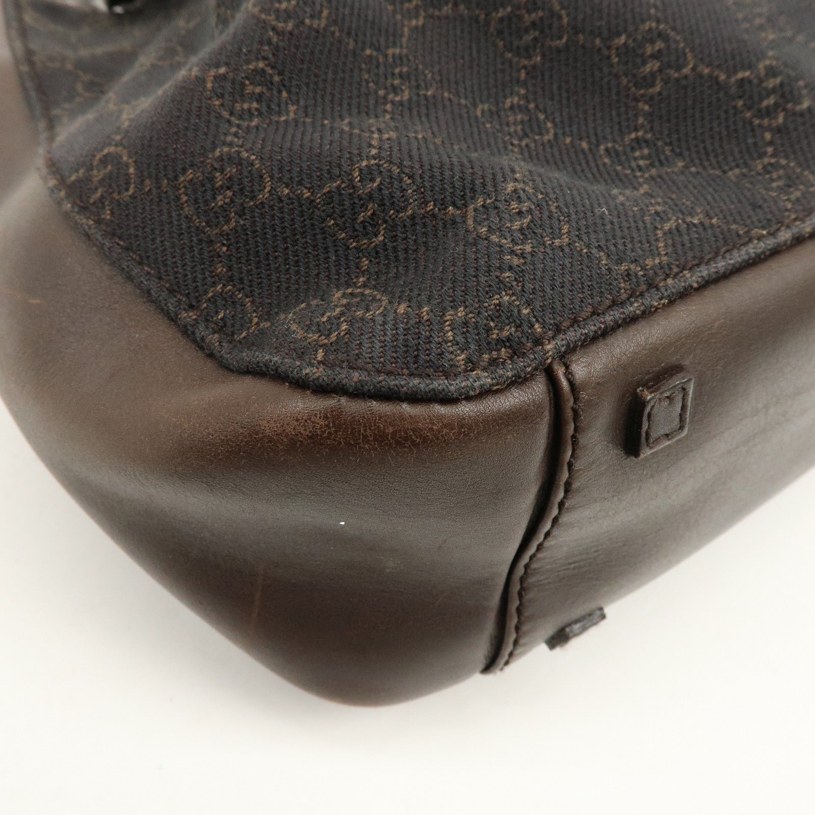 GUCCI GG Canvas Leather Shoulder Bag Tote Bag Brown 101919