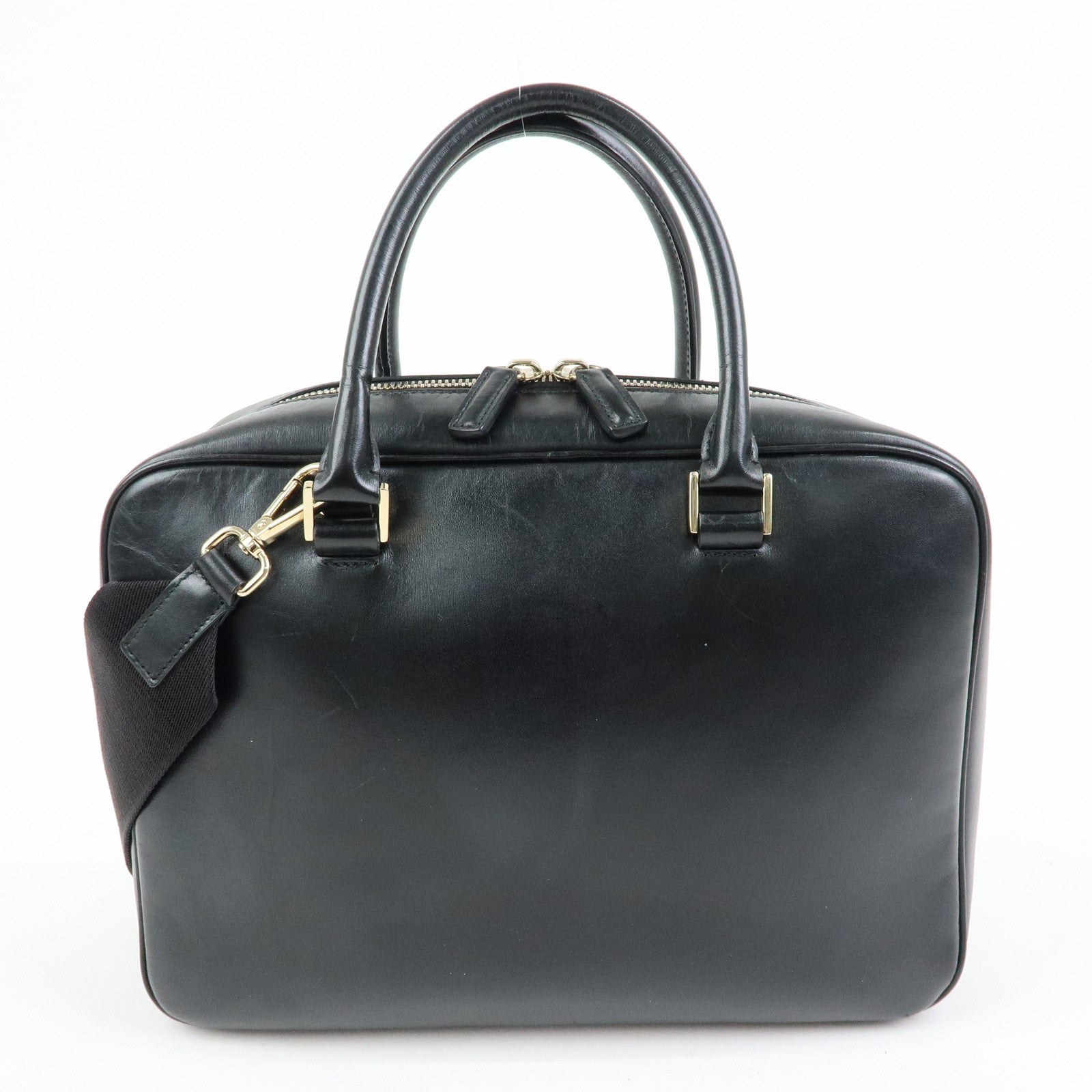 JIL SANDER Leather 2Way Bag Hand Bag Shoulder Bag Pouch Black