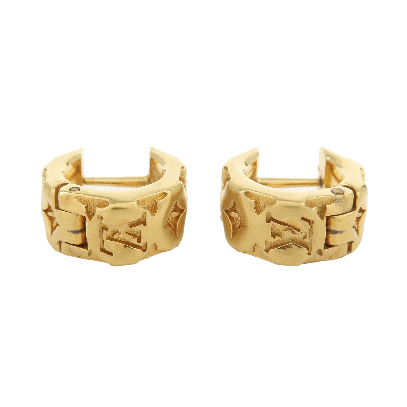 Louis Vuitton LV Logo Metal Earrings Gold M00812