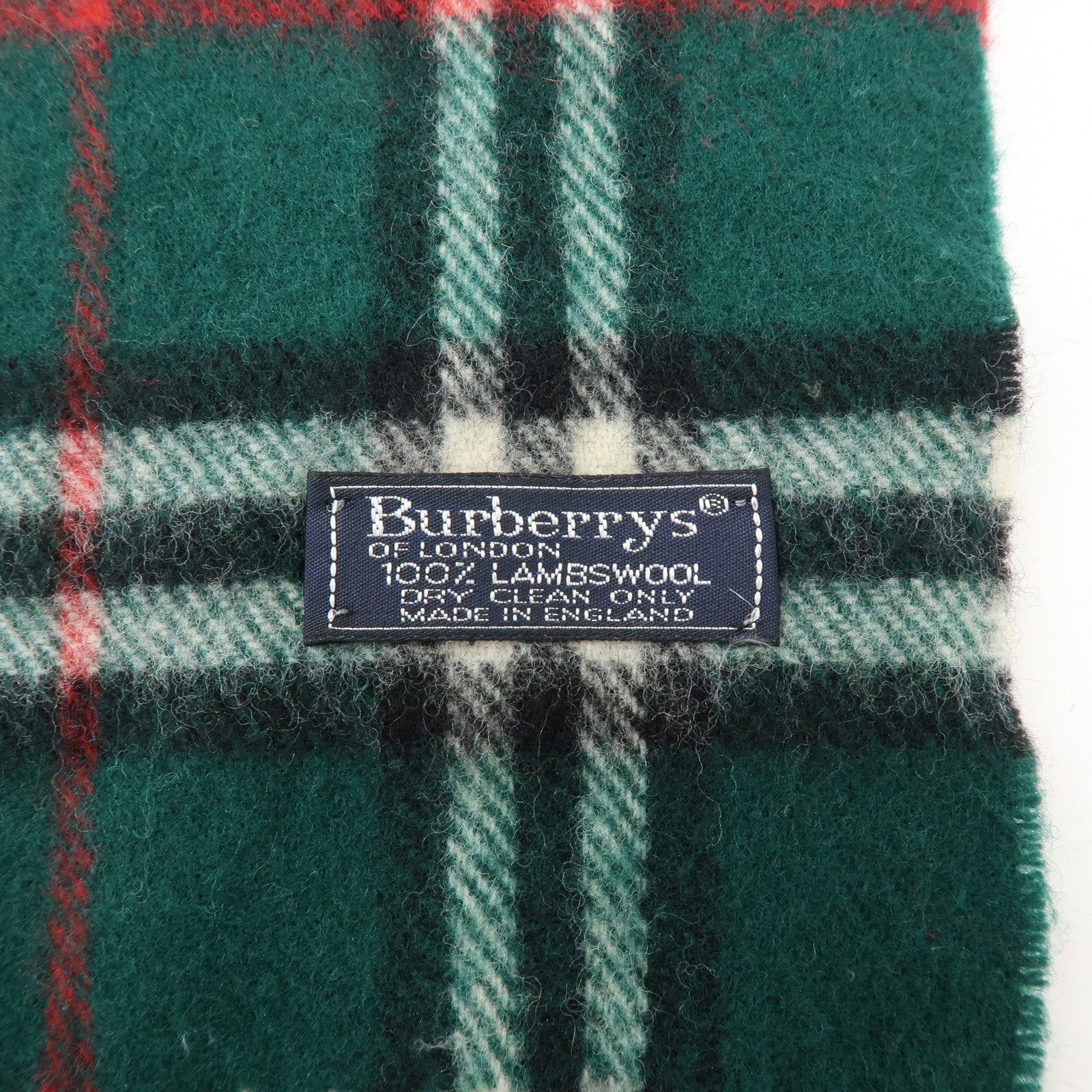BURBERRY Plaid Cashmere 100% Scarf Green White Red