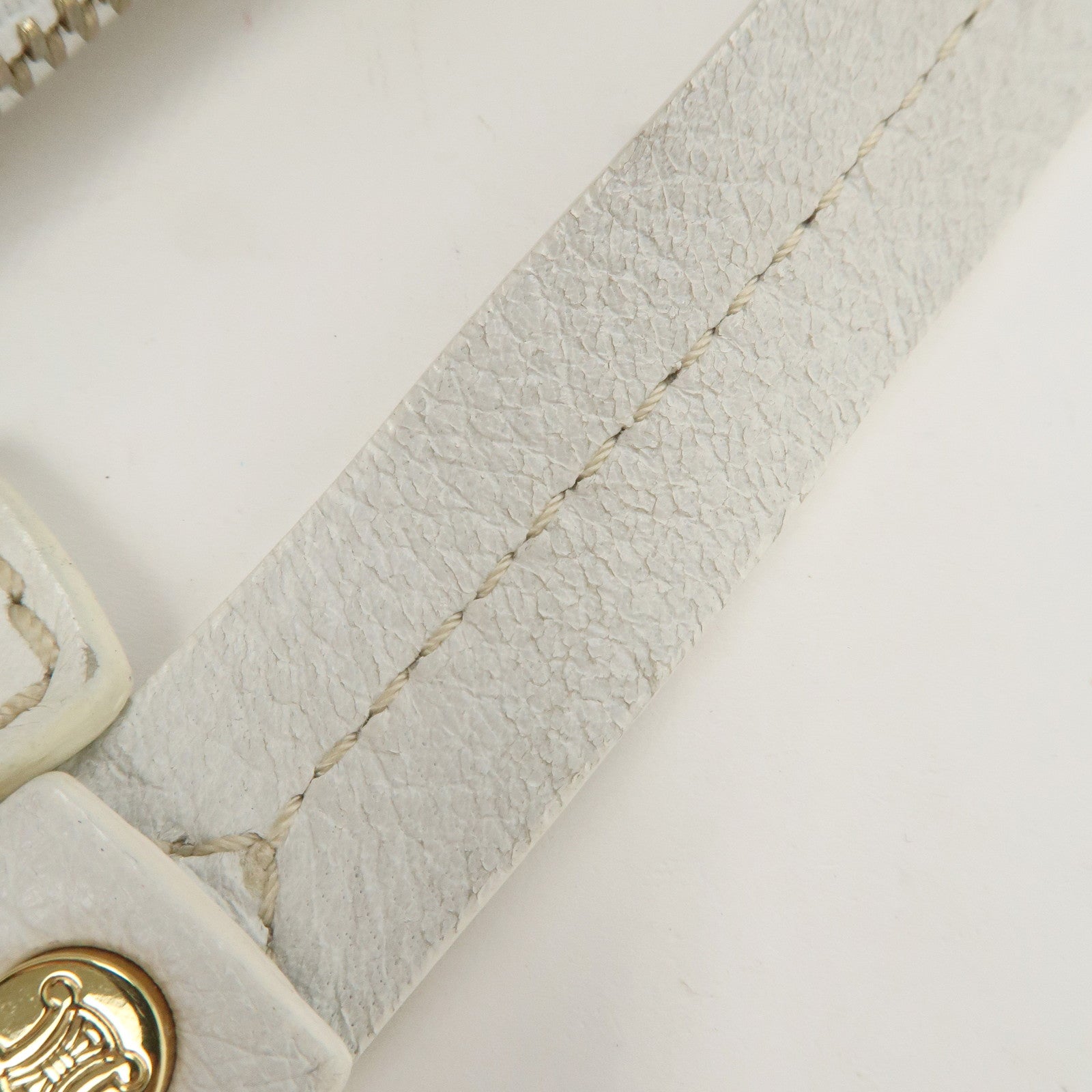 CELINE Macadam Logo Leather Shoulder Bag Hand Bag White