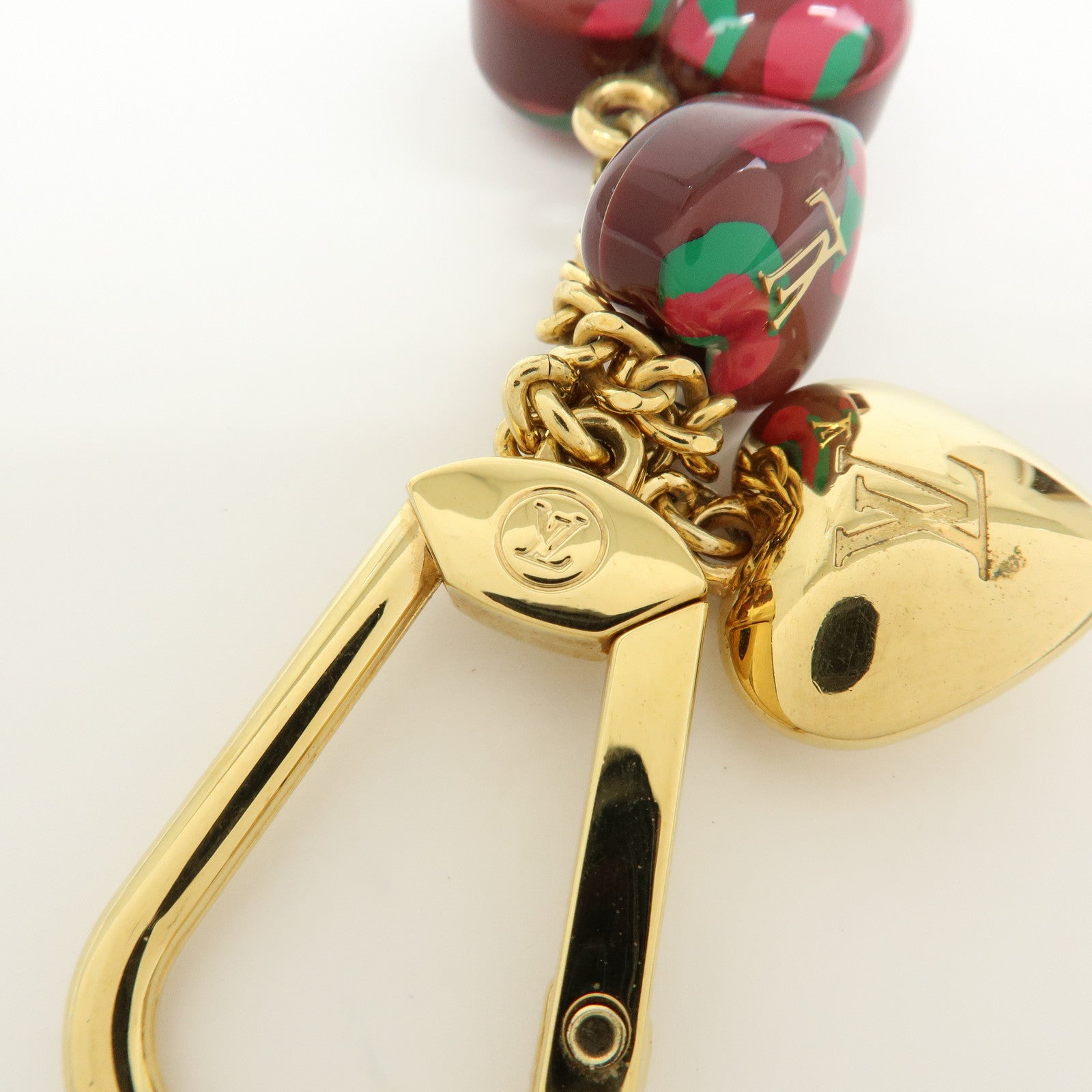Louis Vuitton Porte Cles Leopard Metal Key Charm Rouge Fauviste