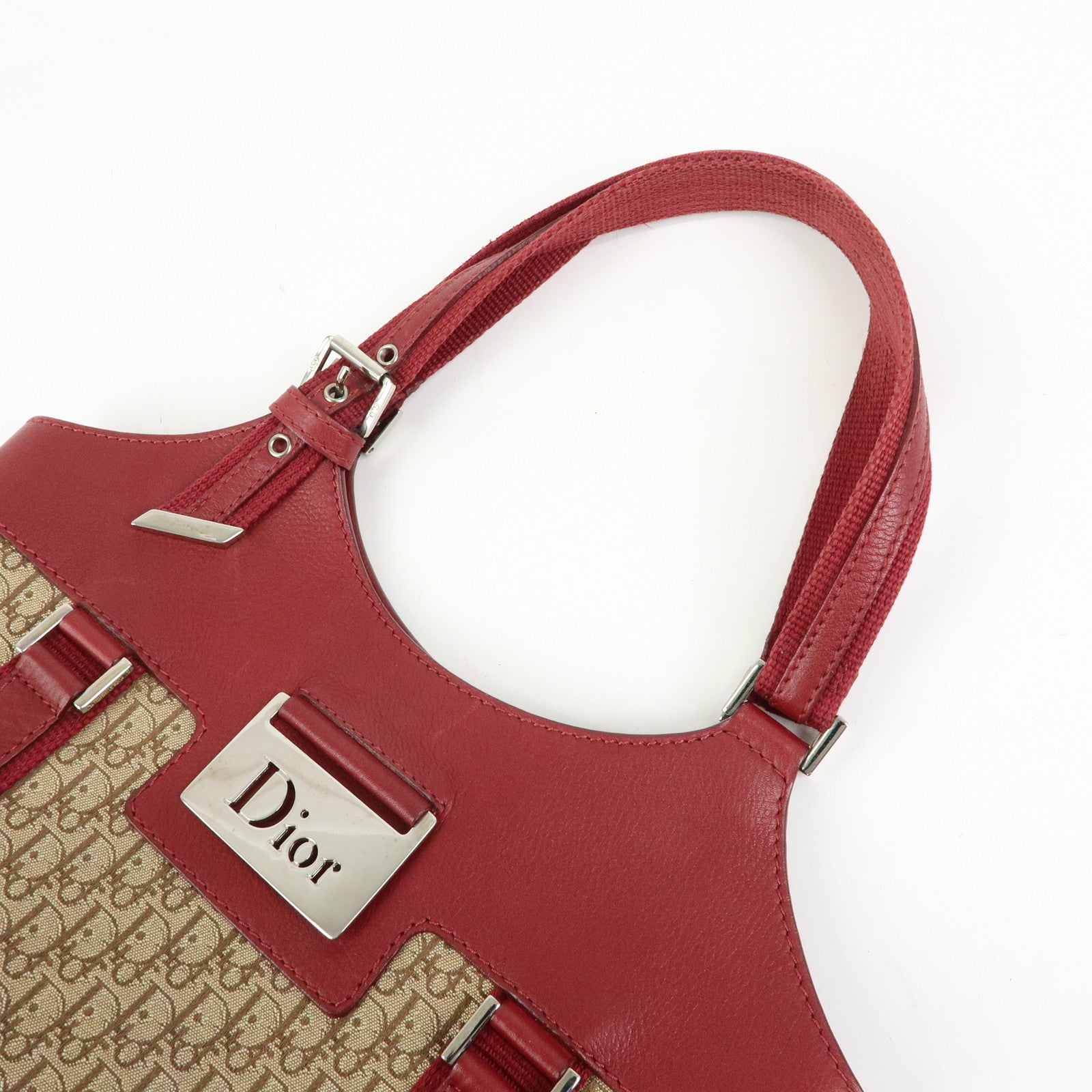 Christian Dior Street Chic Trotter Jaquard Canvas Leather Hand Bag