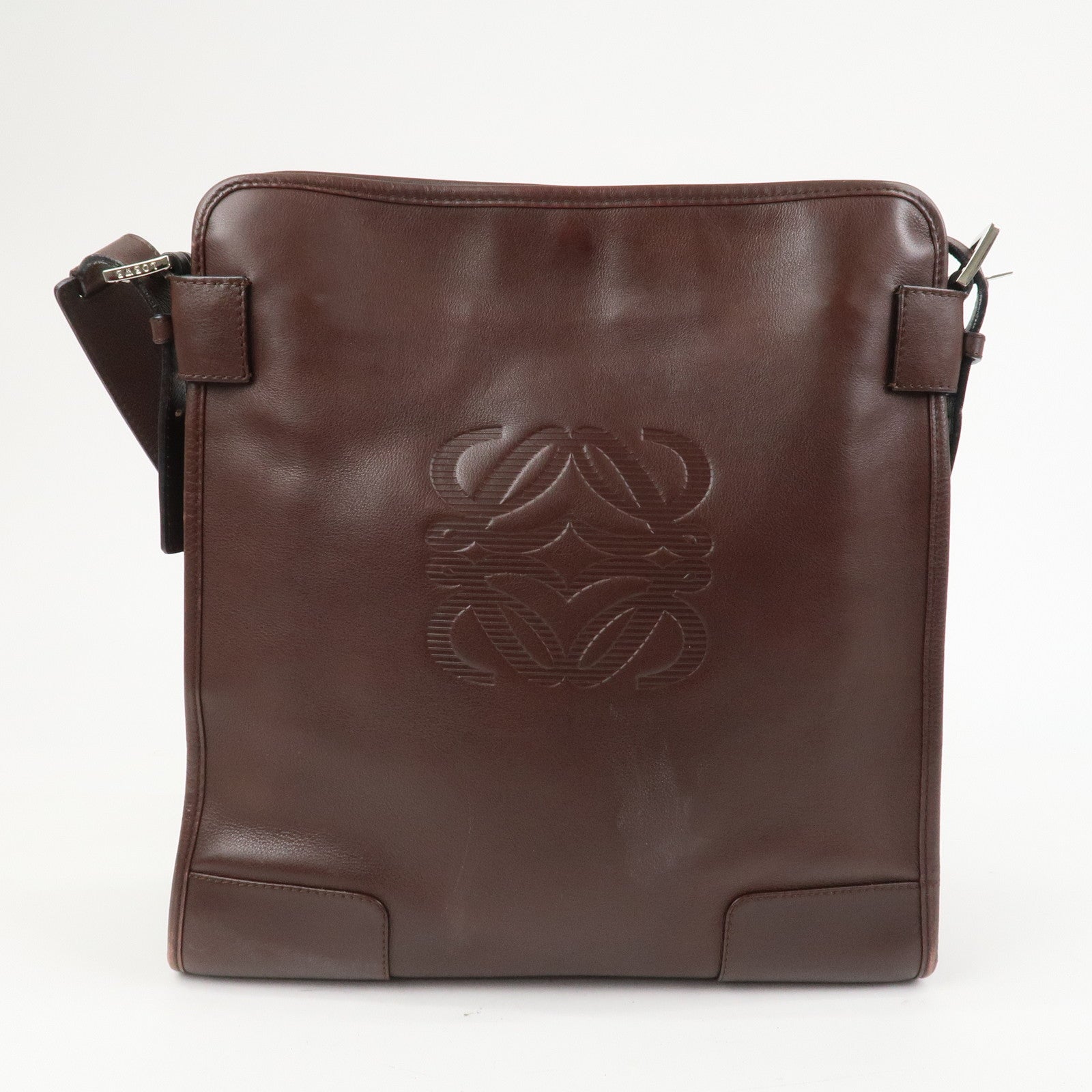 LOEWE Anagram Logo Leather Shoulder Bag Crossbody Bag Brown