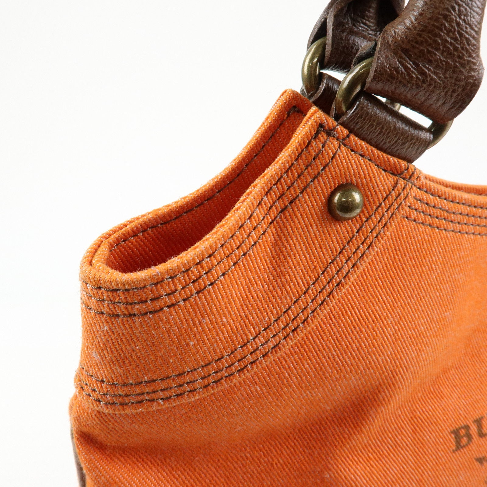 BURBERRY Blue Label Canvas Leather Tote Bag Shoulder Bag Orange