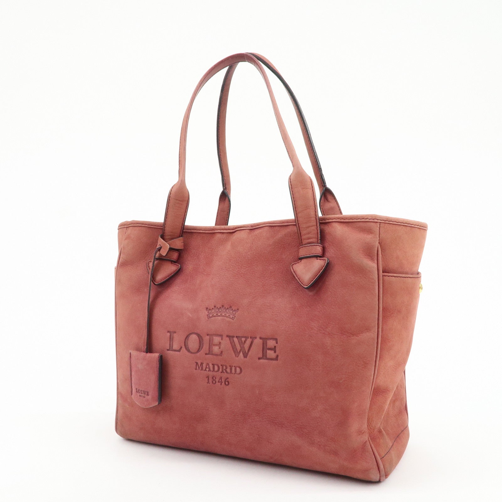 LOEWE Heritage Suede Tote Bag Shoulder Bag Brown
