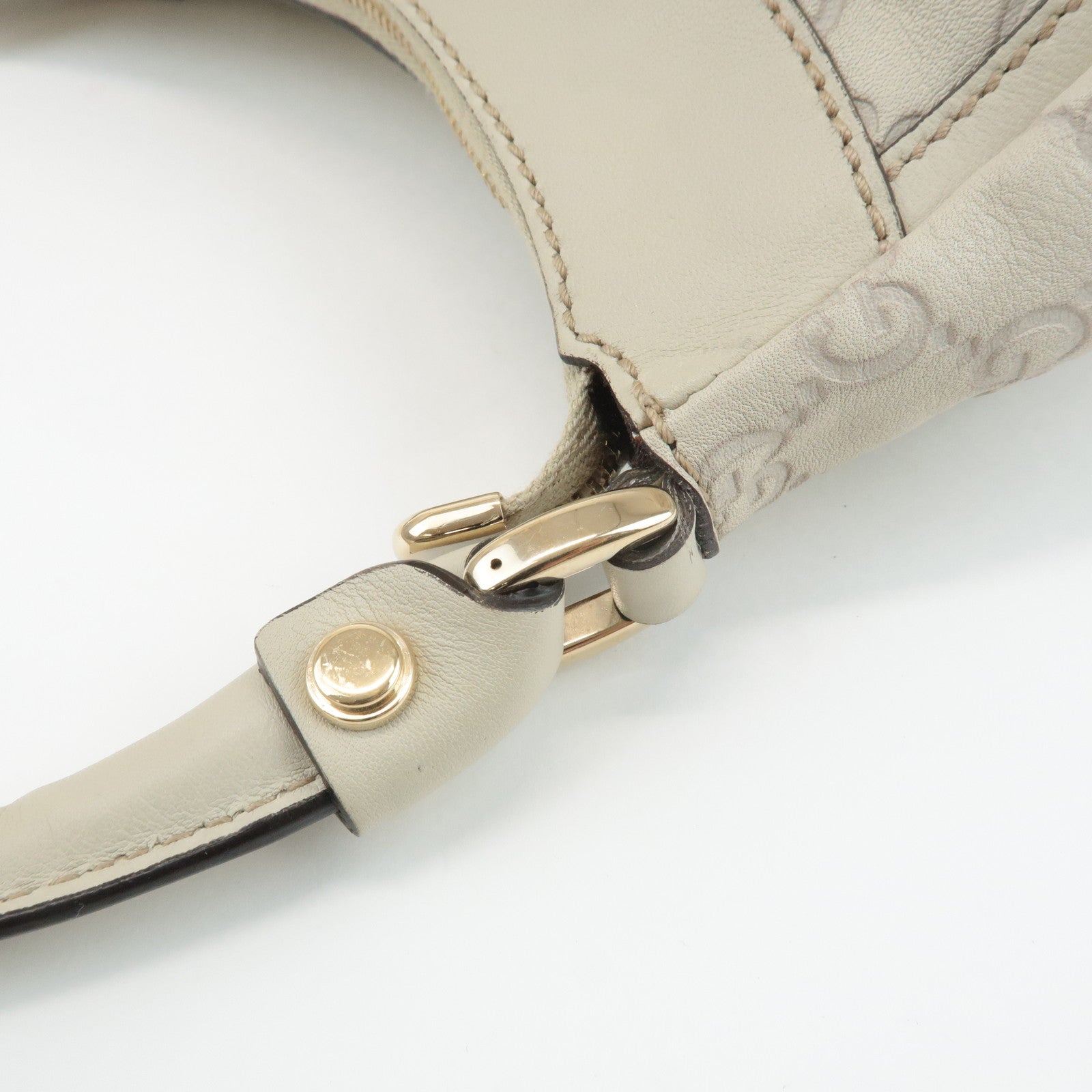 GUCCI Abbey Guccissima Leather Shoulder Bag Hand Bag Ivory 190525 Used