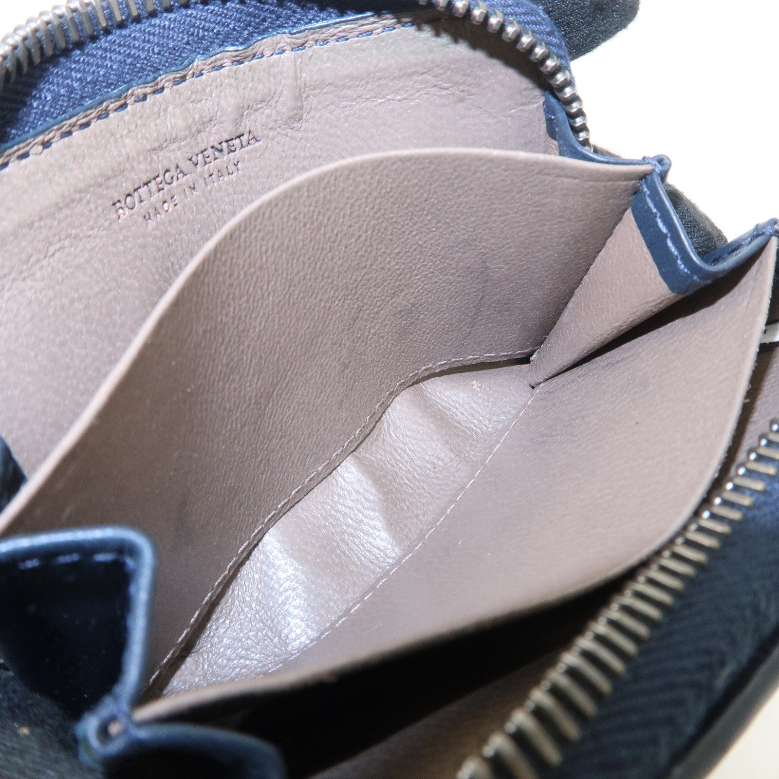 BOTTEGA VENETA Intrecciato Leather Coin Case Navy 114075