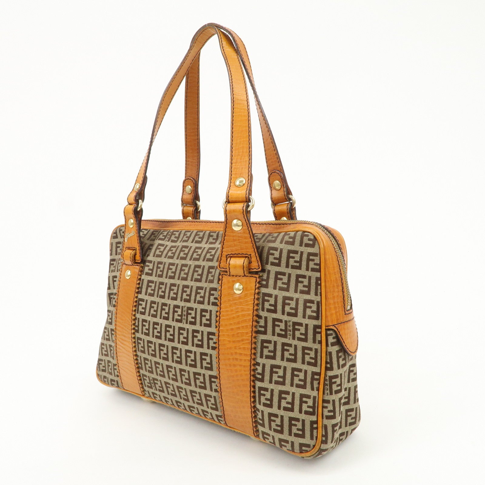 FENDI Zucchino Canvas Shoulder Bag Shoulder Bag Brown 8BN161