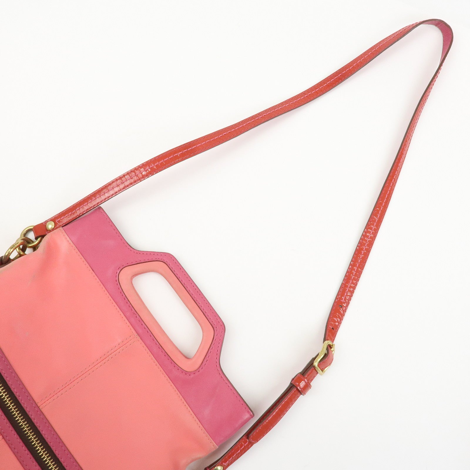 COACH Signature Set of 3 Silk Canvas Leather Hand Bag Pouch Pink