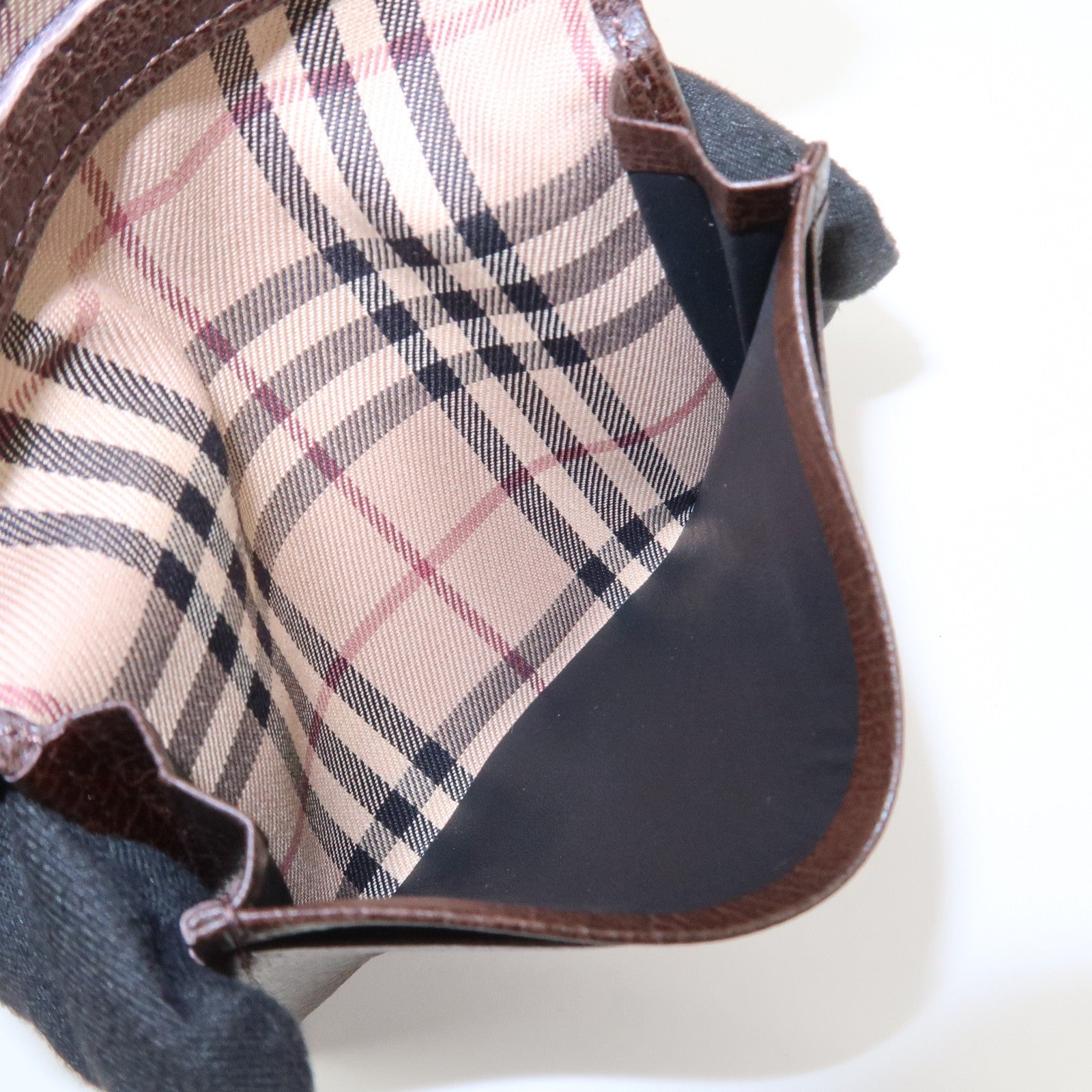 BURBERRY Calf Leather Card Case Card Holder Fragment Case Brown