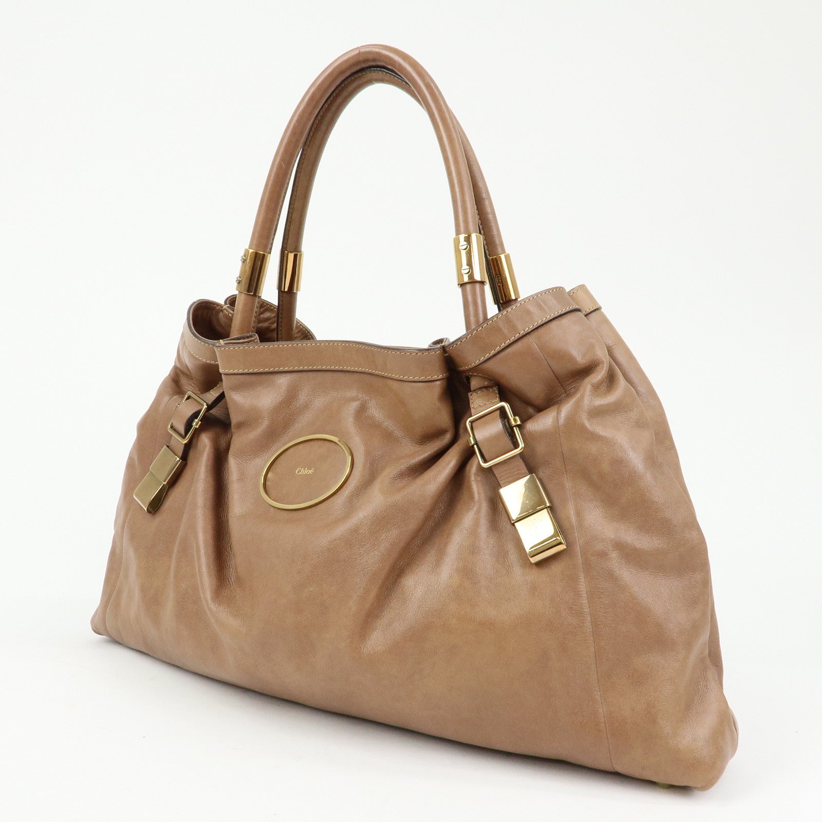 Chloe Victoria Leather Tote Bag Hand Bag Shoulder Bag Brown
