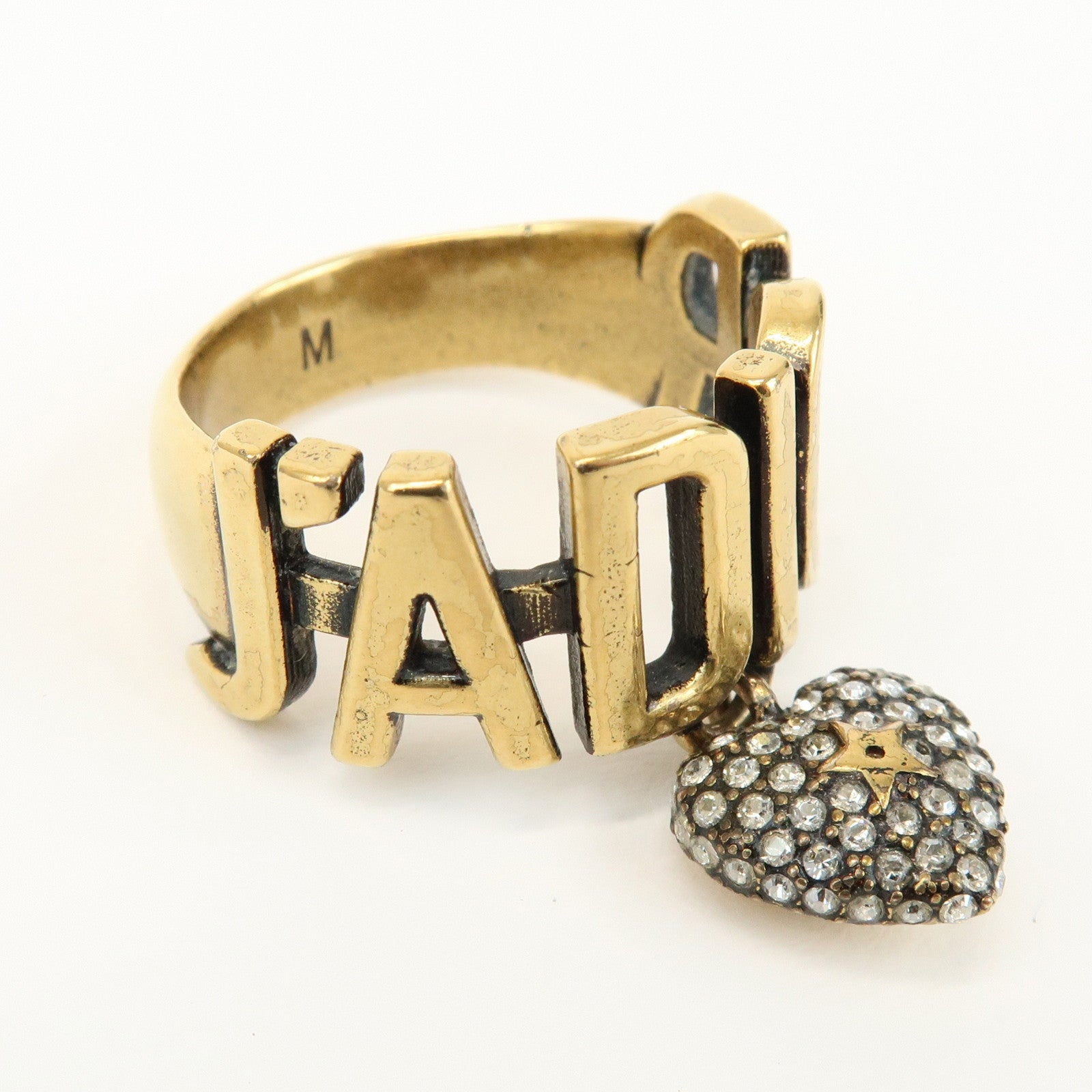 Christian Dior J'ADIOR Metal Rhinestone Star Heart Ring M Gold
