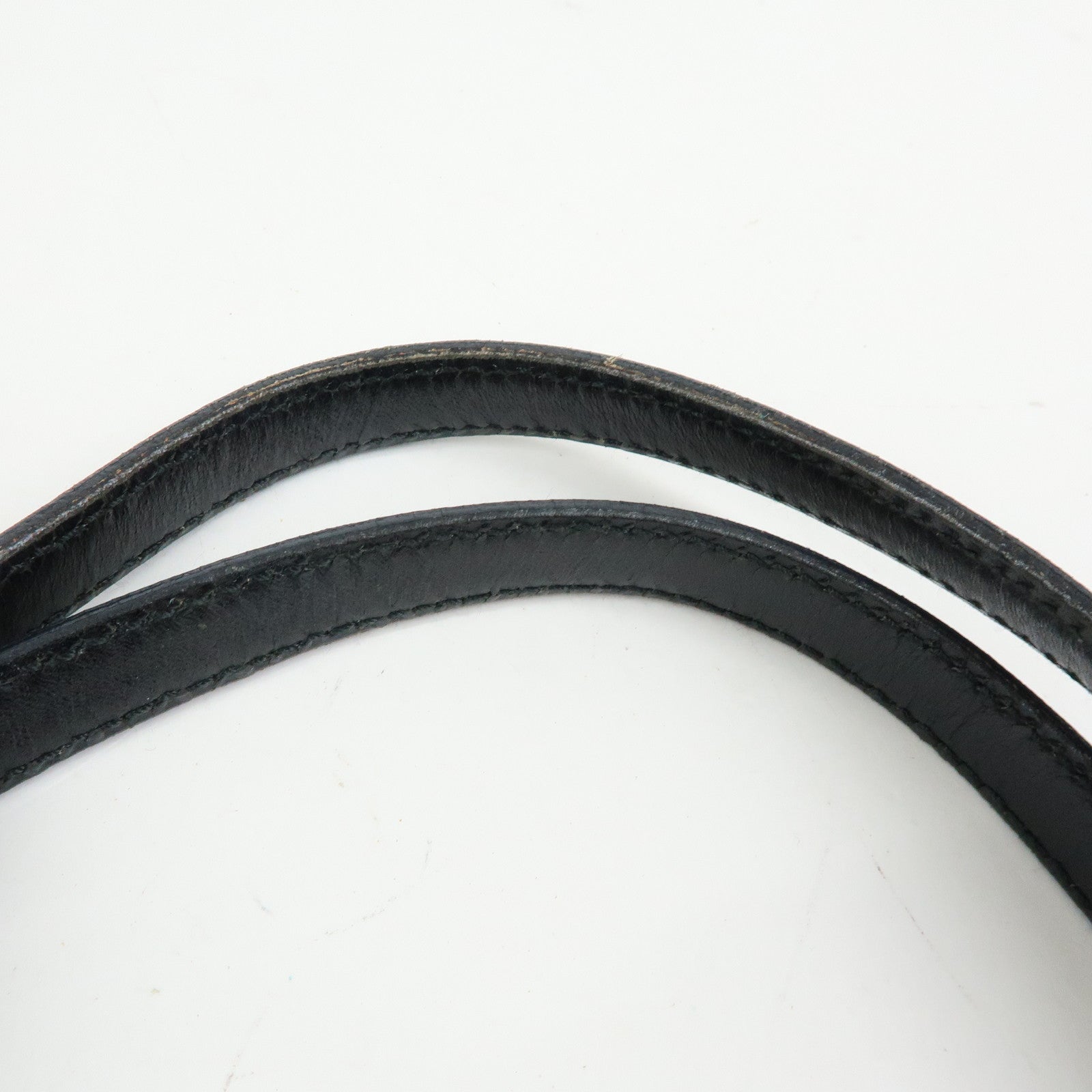 PRADA Triangle Logo Nylon Leather Tote Bag Hand Shoulder Bag Black