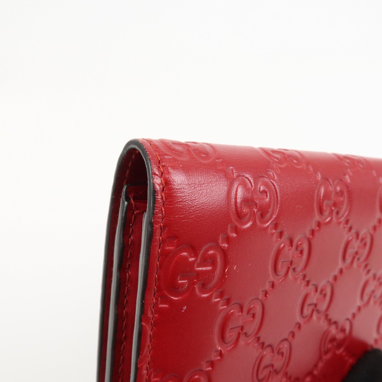 GUCCI Guccissima Interlocking G Flap Long Wallet Red 388679
