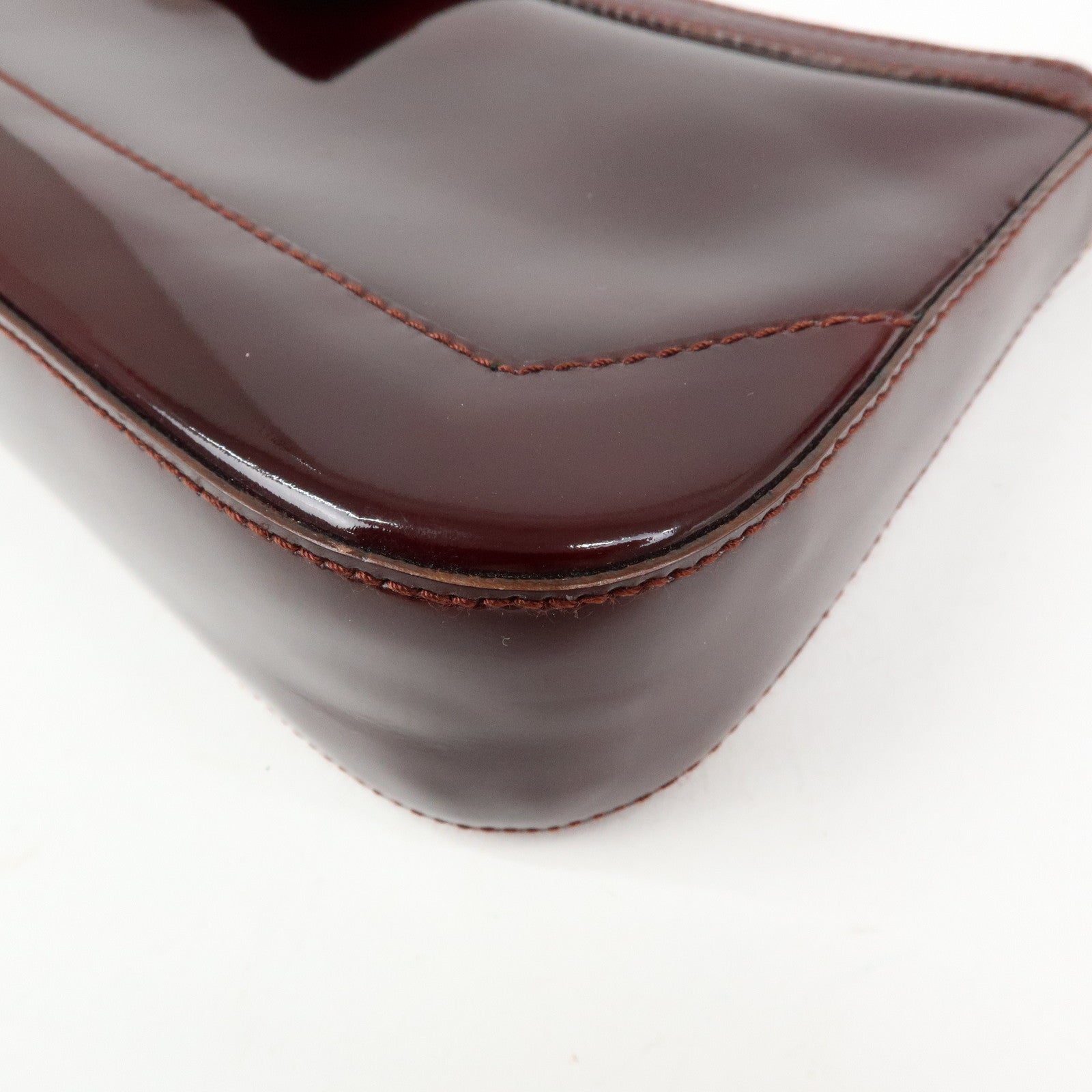 Ferragamo Patent Leather Shoulder Bag Hand Bag Bordeaux