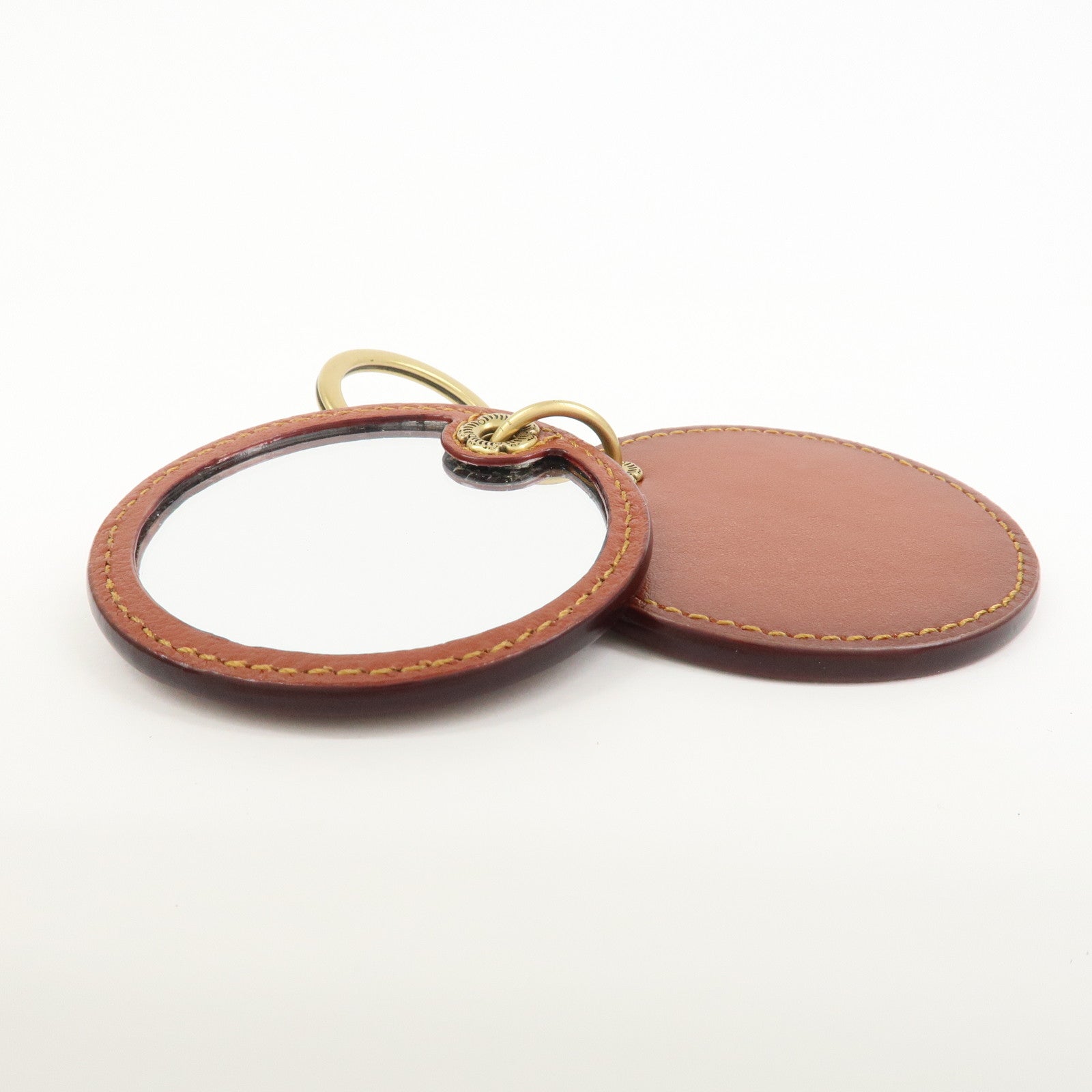 COACH Signature Logo Leather Key Chain Key Charm Brown