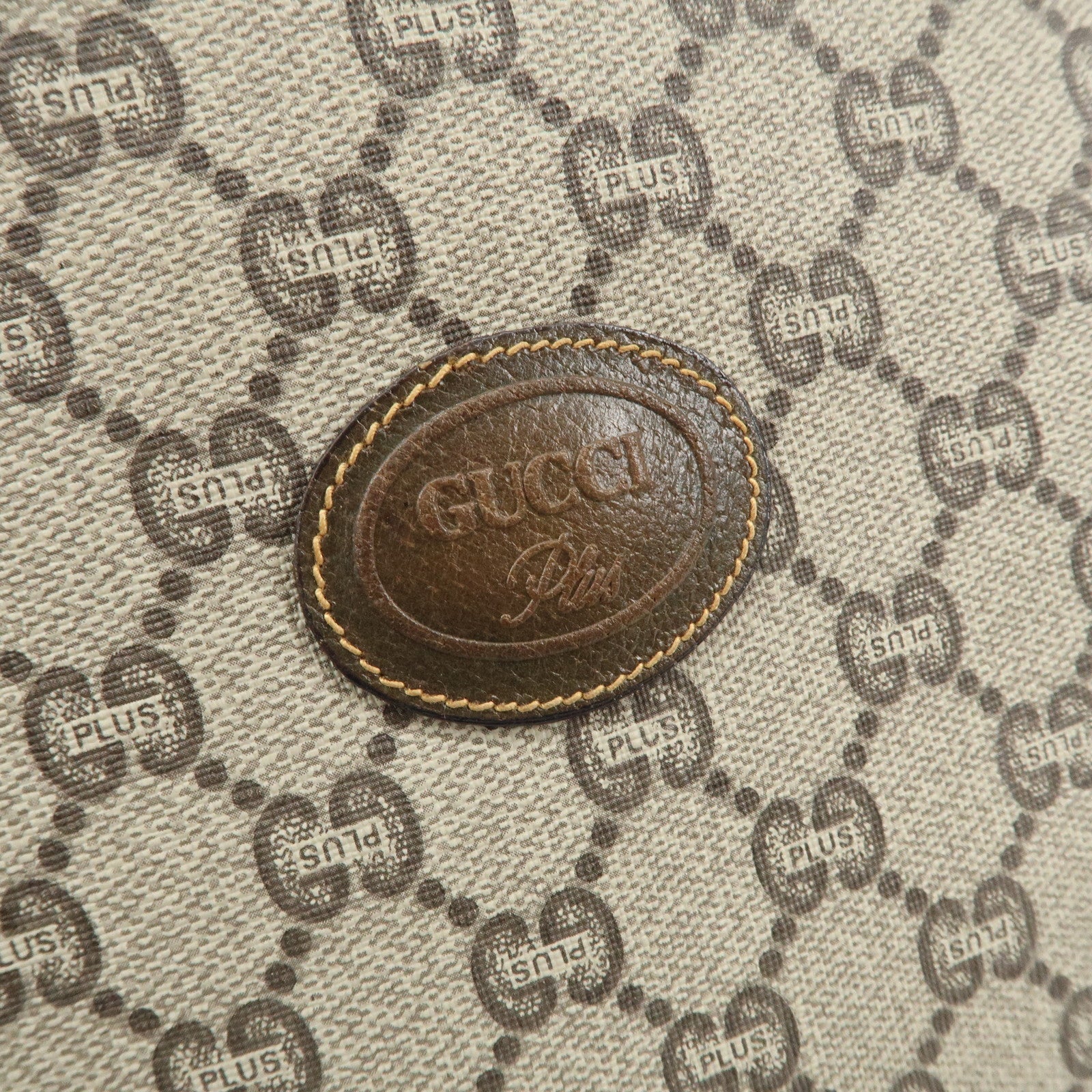 GUCCI GG Plus PVC Leather Clutch Bag Second Bag Beige Brown Used