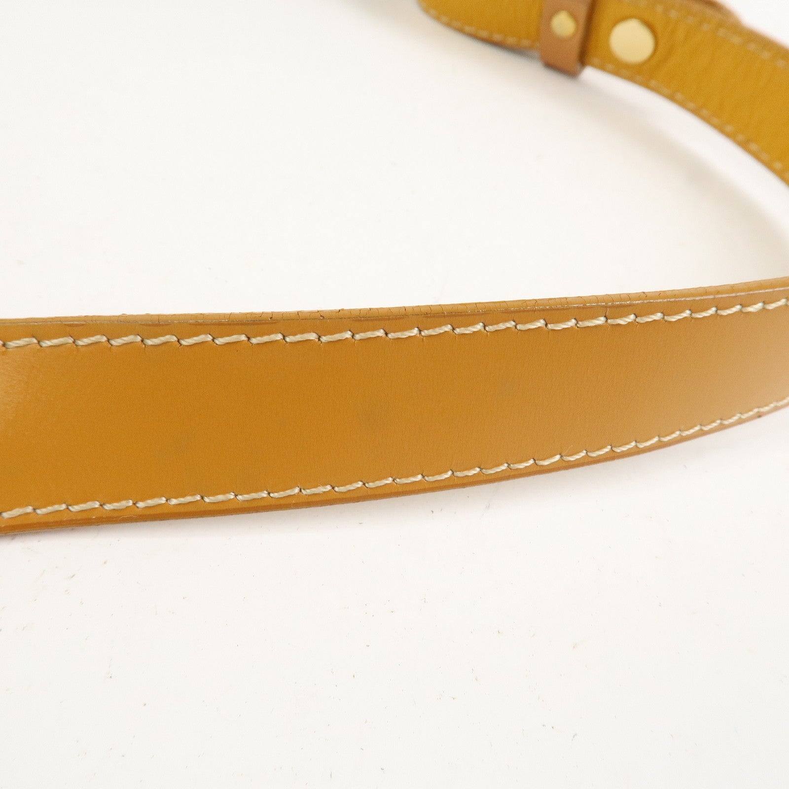 BURBERRY Logo Leather Shoulder Bag Hand Bag Yellow Beige