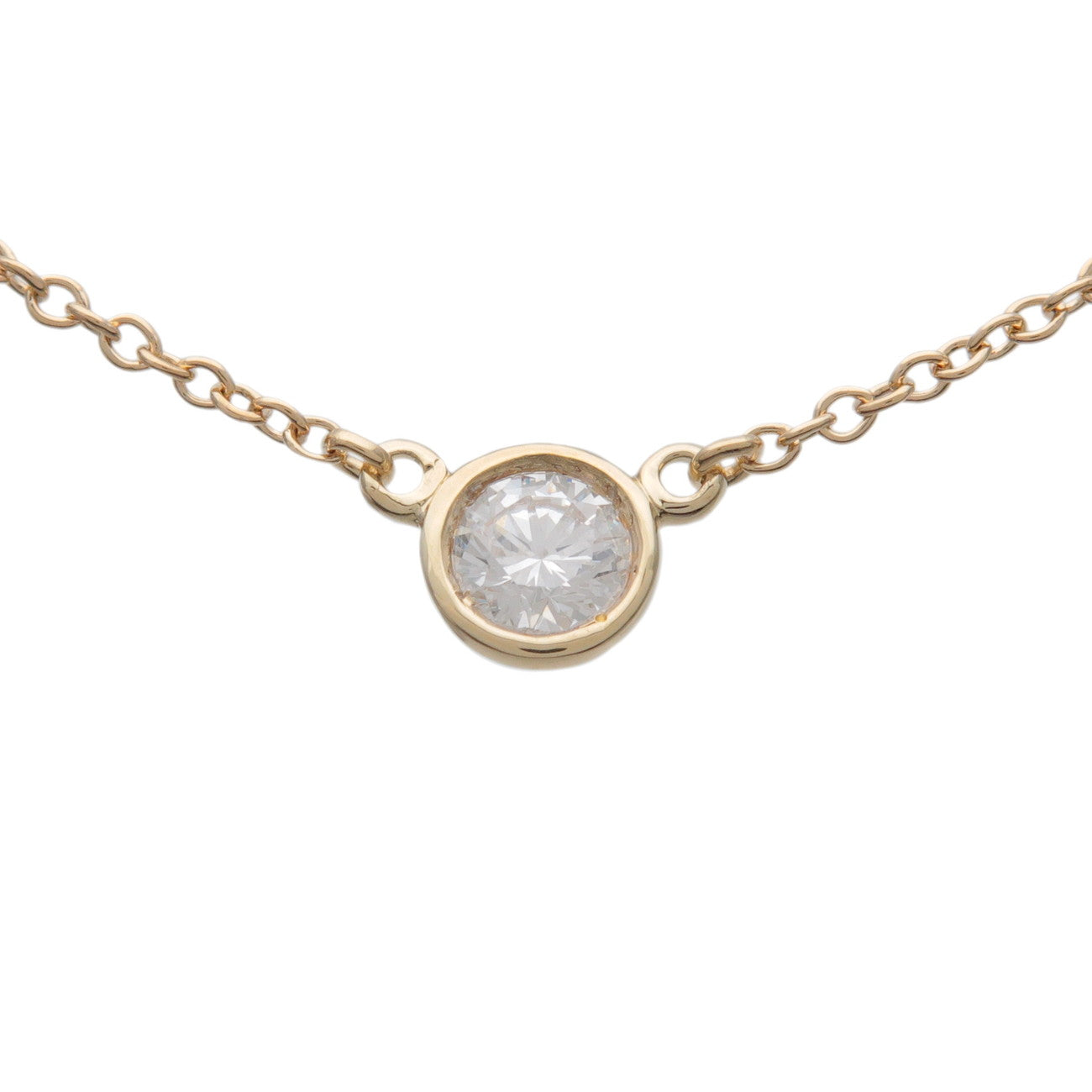 Tiffany & Co By The Yard 1P Diamond Necklace K18 750YG Yellow Gold