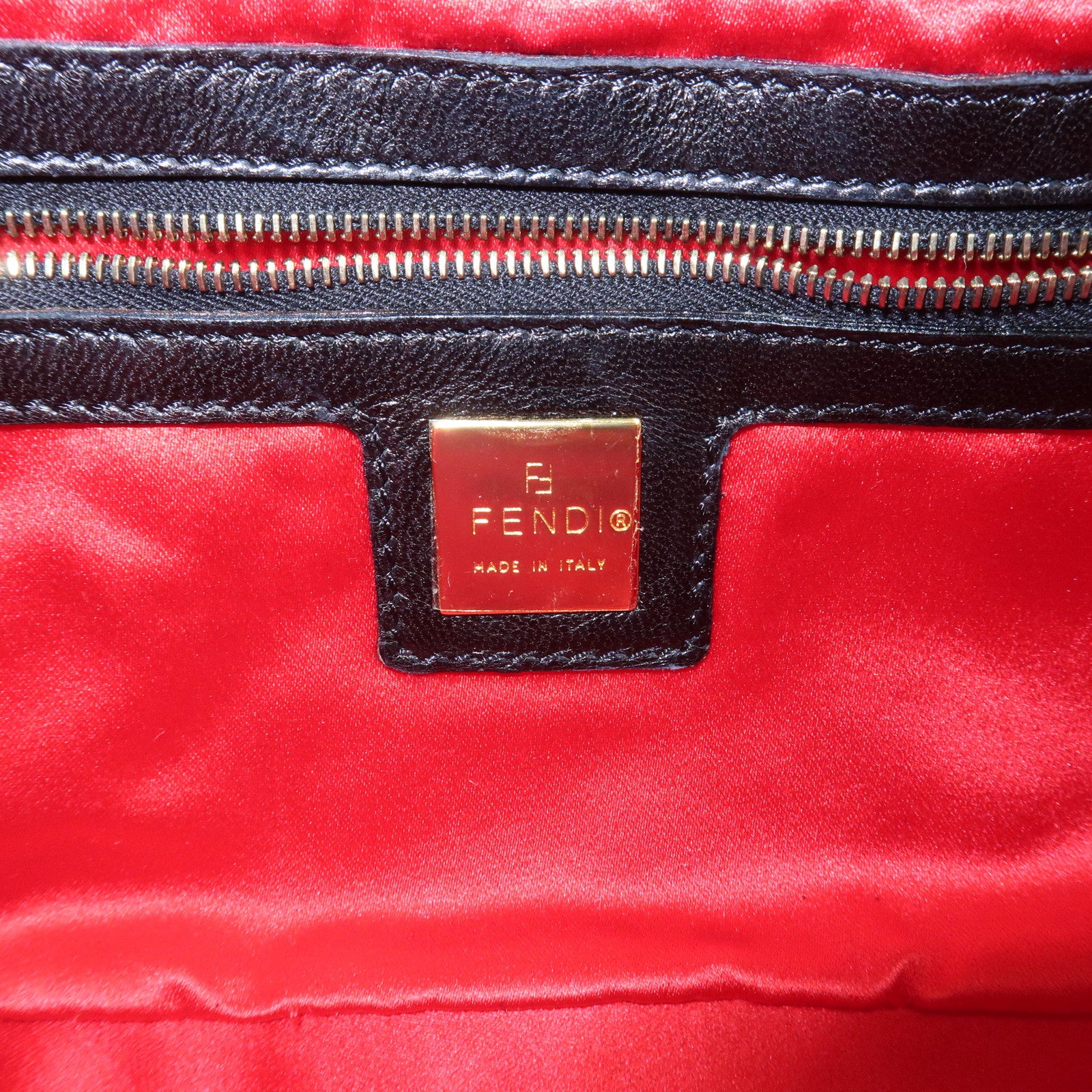 FENDI Mamma Baguette Suede Leather Shoulder Bag Black 26424