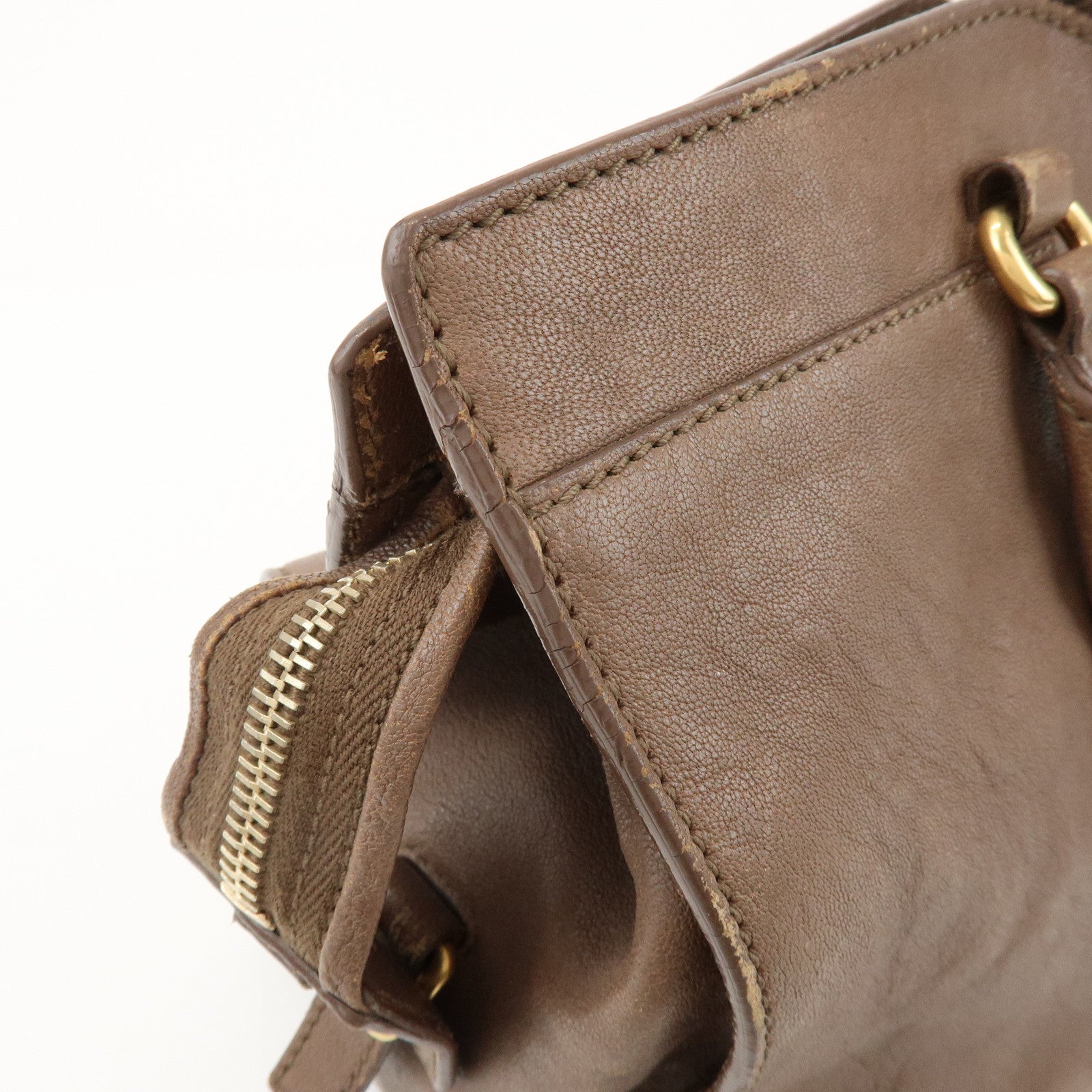 SAINT LAURENT PARIS Cabas Chyc Leather 2Way Bag Hand Bag Brown