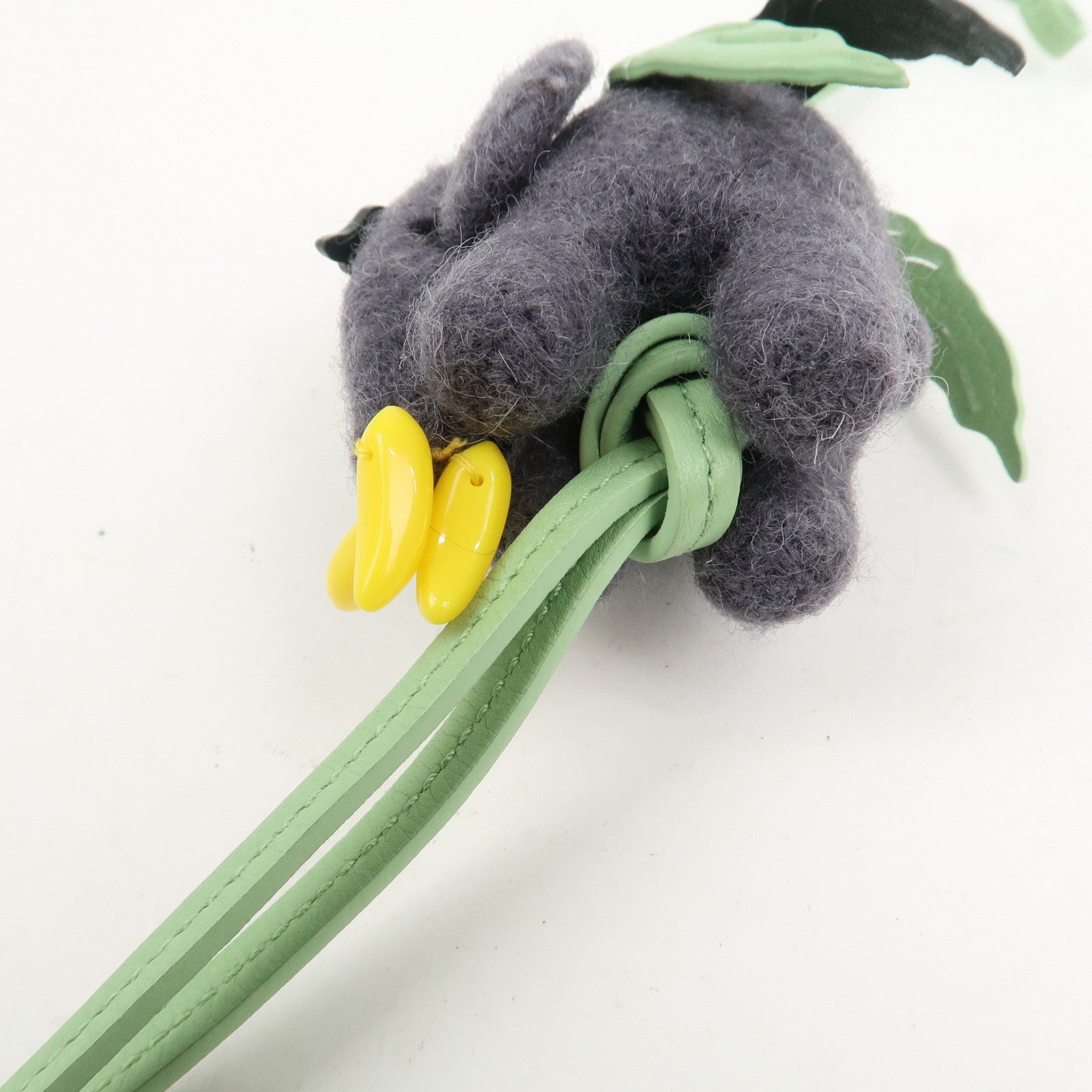 LOEWE Suna Fujita Calf Leather Felt Elephant Bag Charm Gray