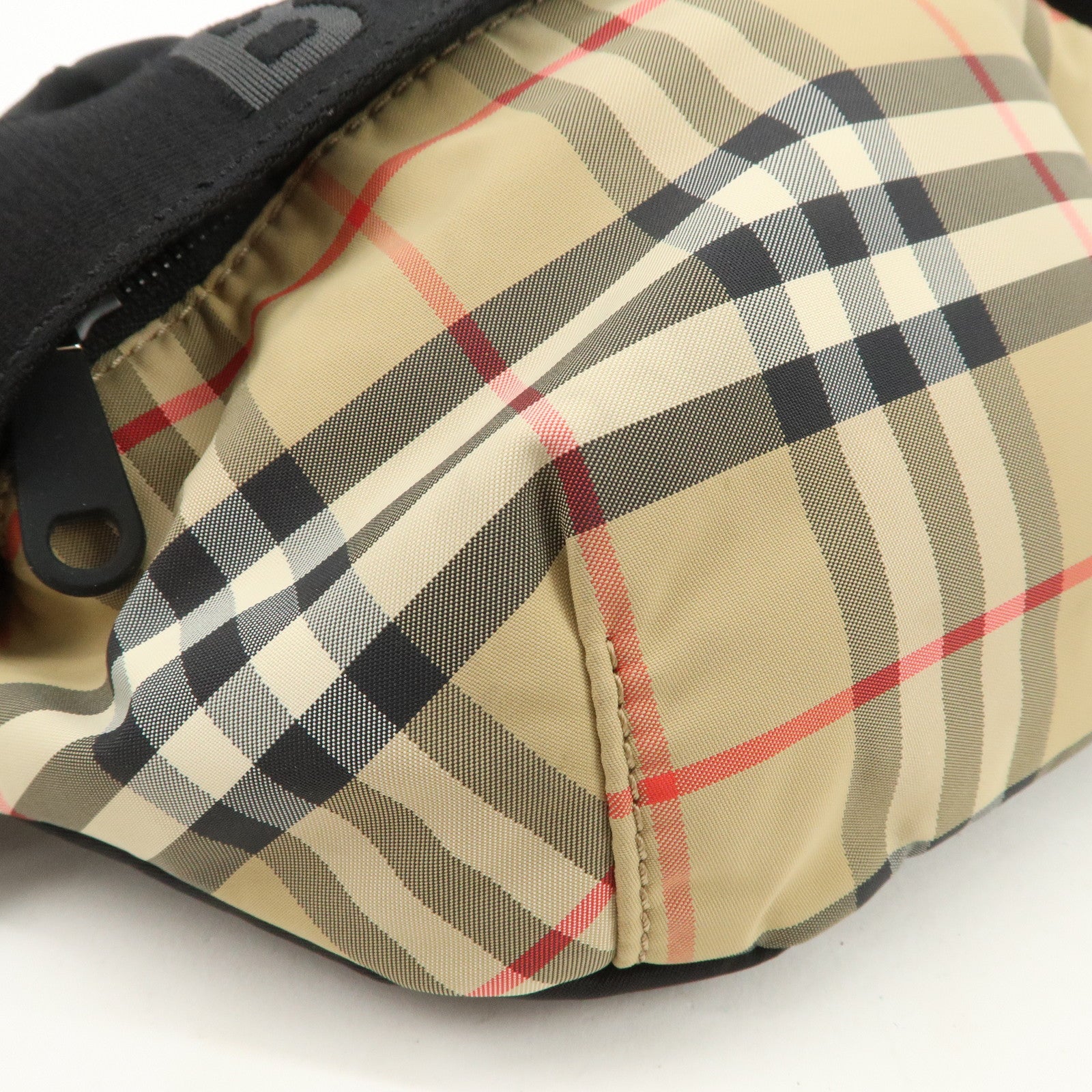 BURBERRY Nova Plaid Nylon Waist Bag Crossbody Bag Black Beige