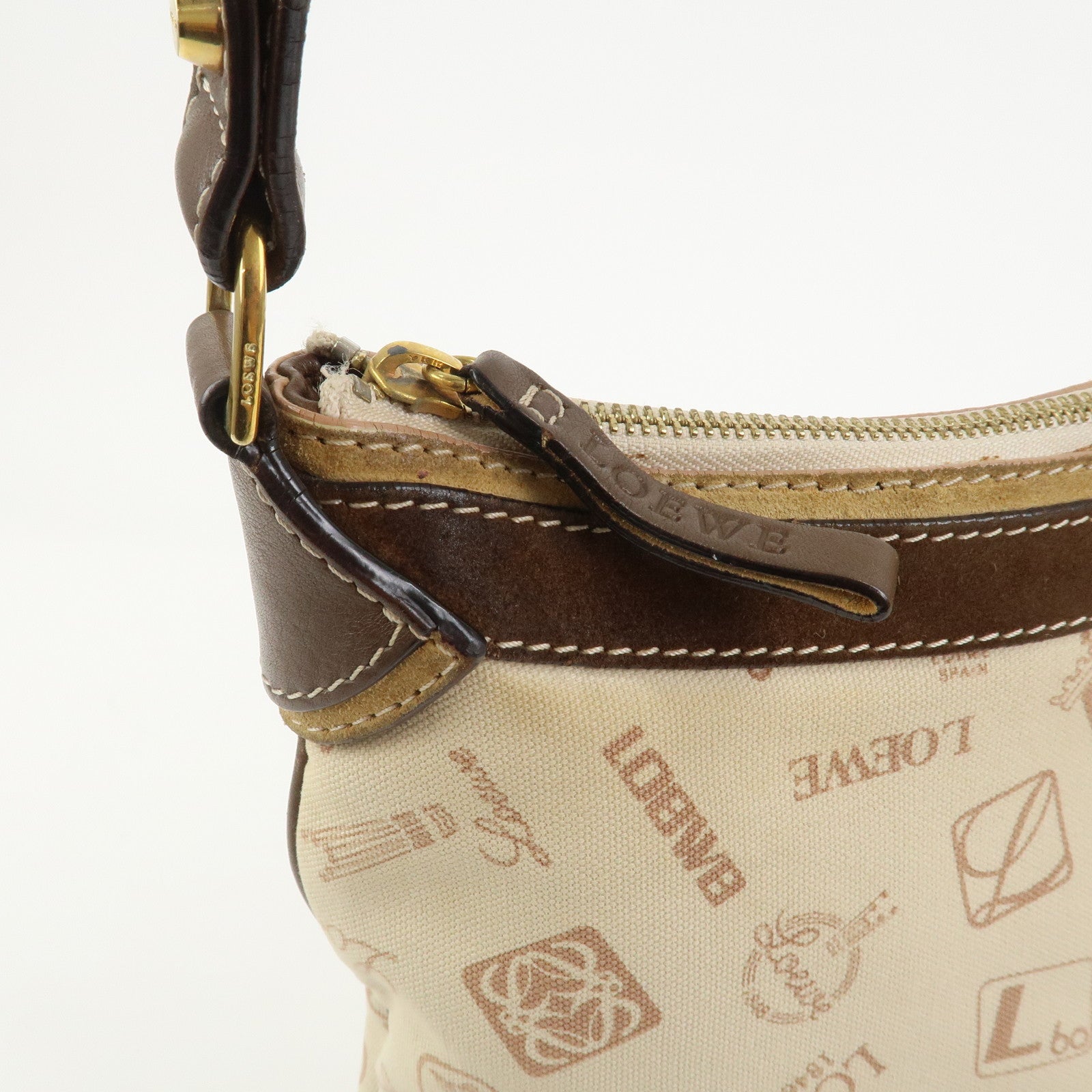 LOEWE Anagram Canvas Suede Leather 160th Anniversary Shoulder Bag