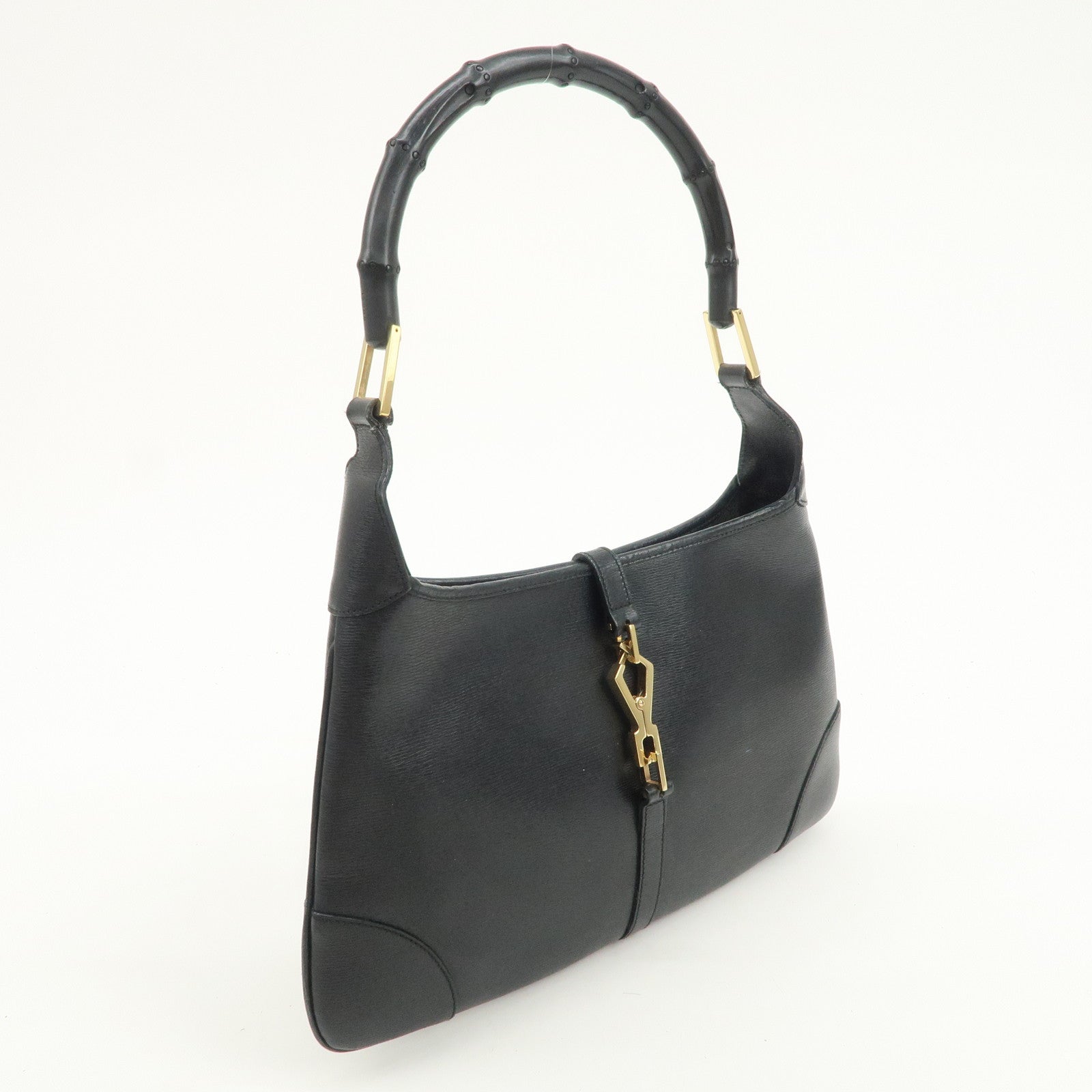 GUCCI Bamboo Leather Kandinsky Shoulder Bag Black 001・4060・002058