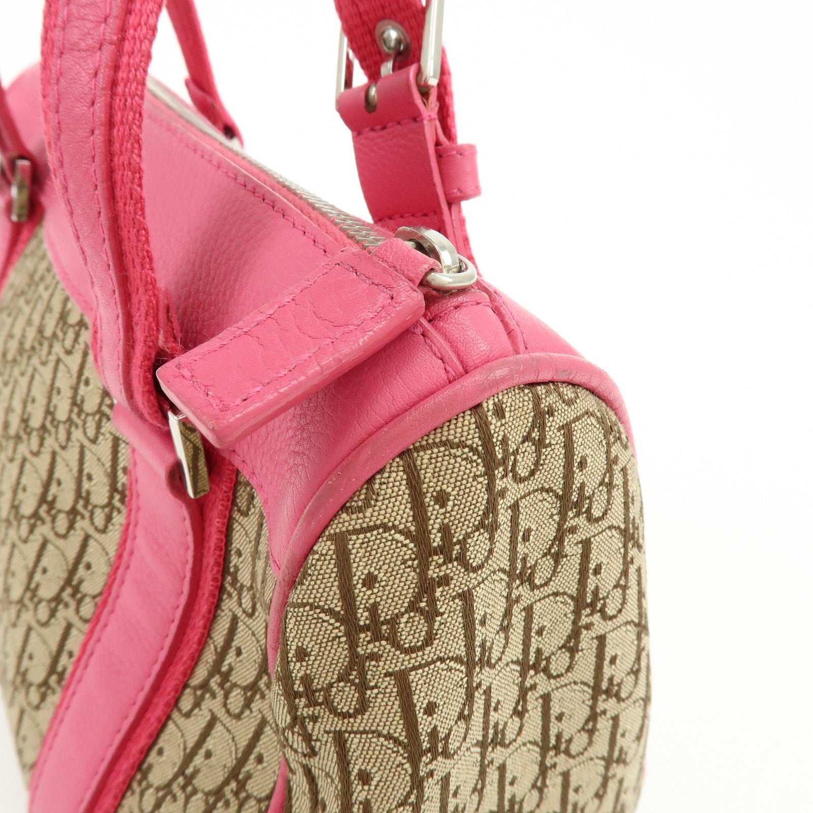 Christian Dior Trotter Street Chic Canvas Leather Boston Bag Pink