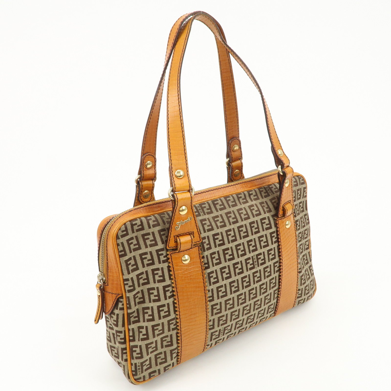 FENDI Zucchino Canvas Shoulder Bag Shoulder Bag Brown 8BN161