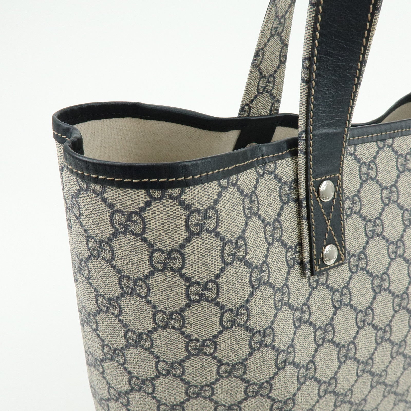 GUCCI Sherry GG Supreme Leather Tote Bag Shoulder Bag Navy 211134