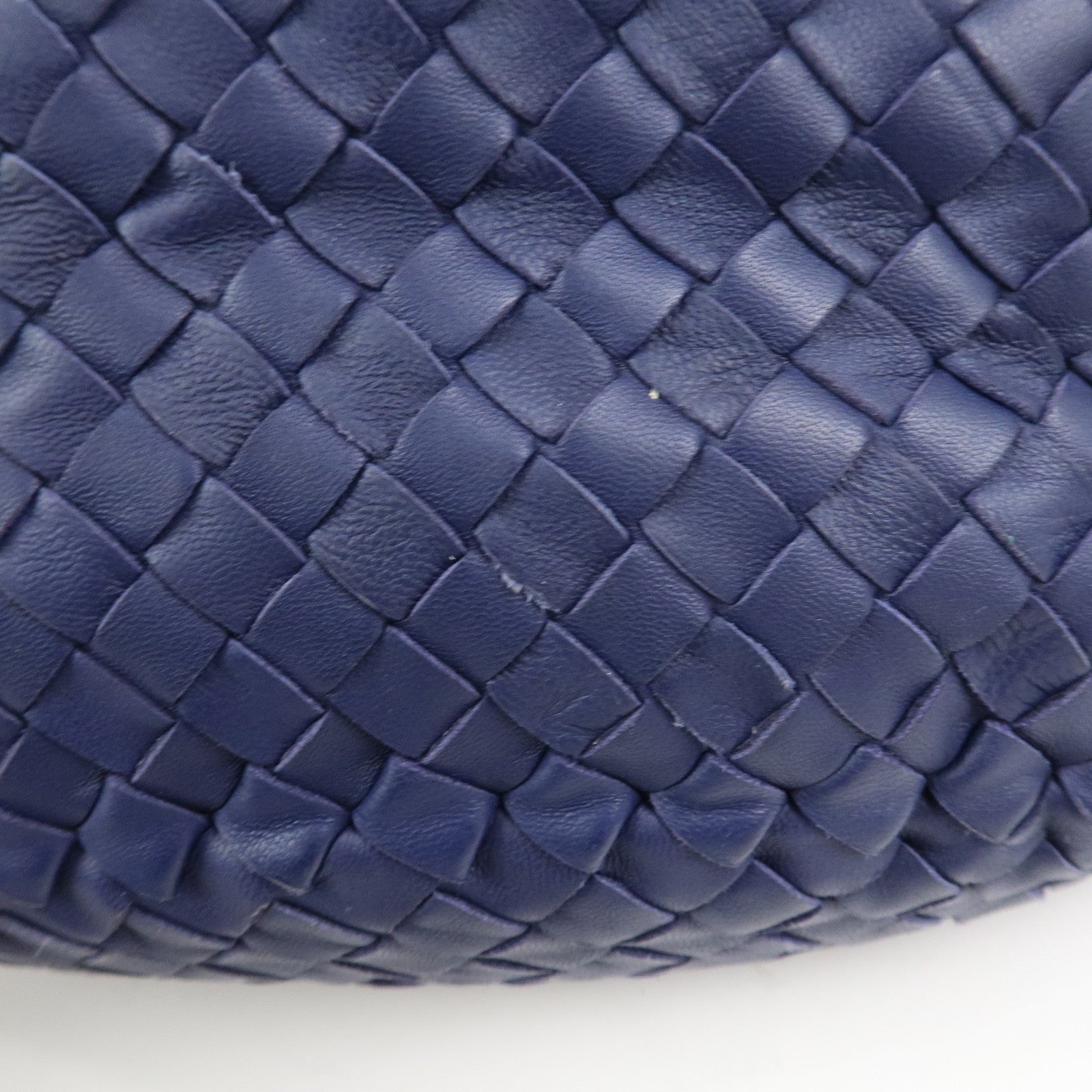 BOTTEGA VENETA Intrecciato Leather Shoulder Bag Navy 255690