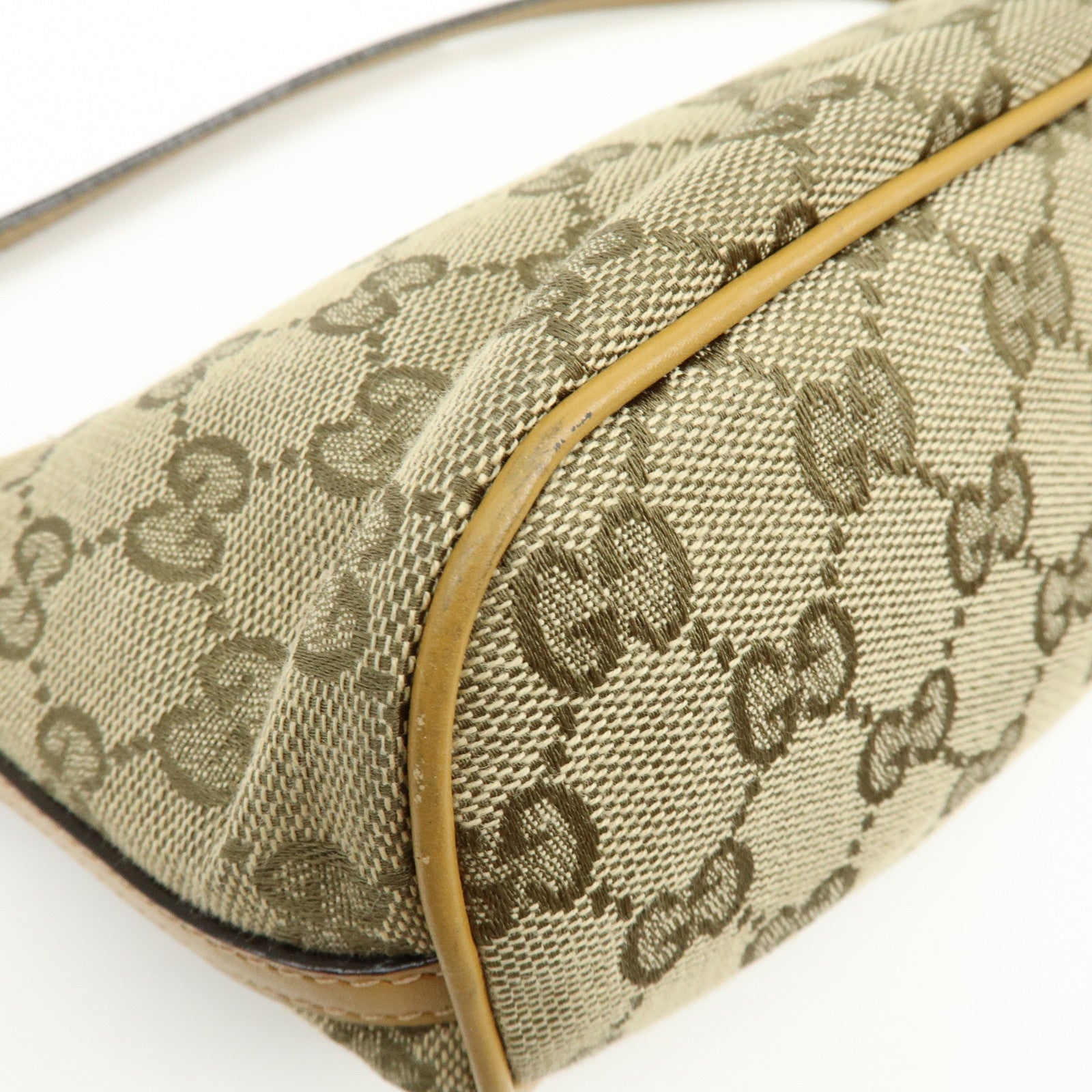 GUCCI Boat Bag GG Canvas Leather Hand Bag Beige Yellow 039・1103