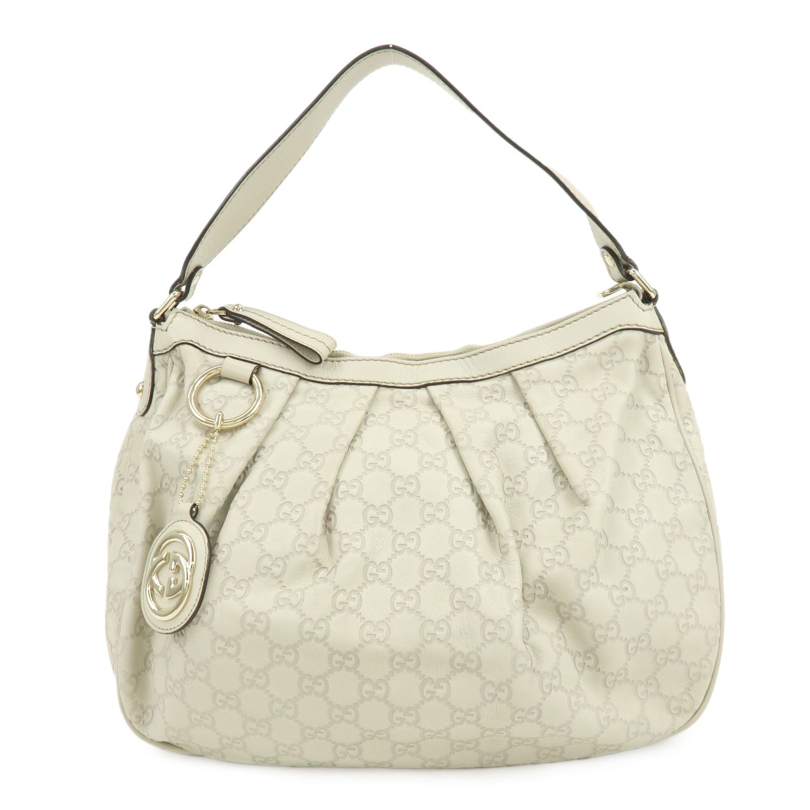 GUCCI Sukey Guccissima Leather Shoulder Bag Hand Bag White 232955