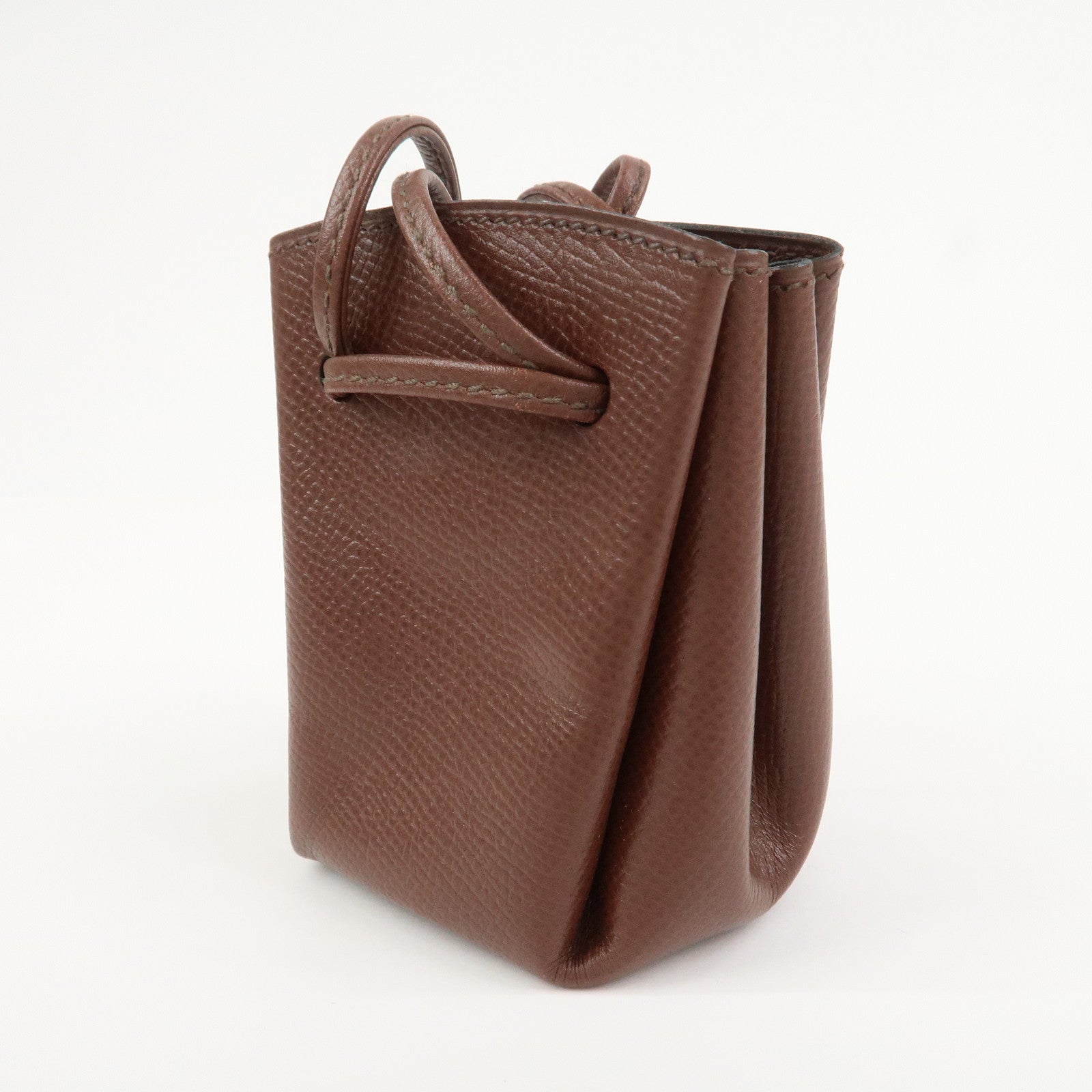 HERMES Vespa Courchevel Calf Leather □A Stamped Pouch Hand Bag