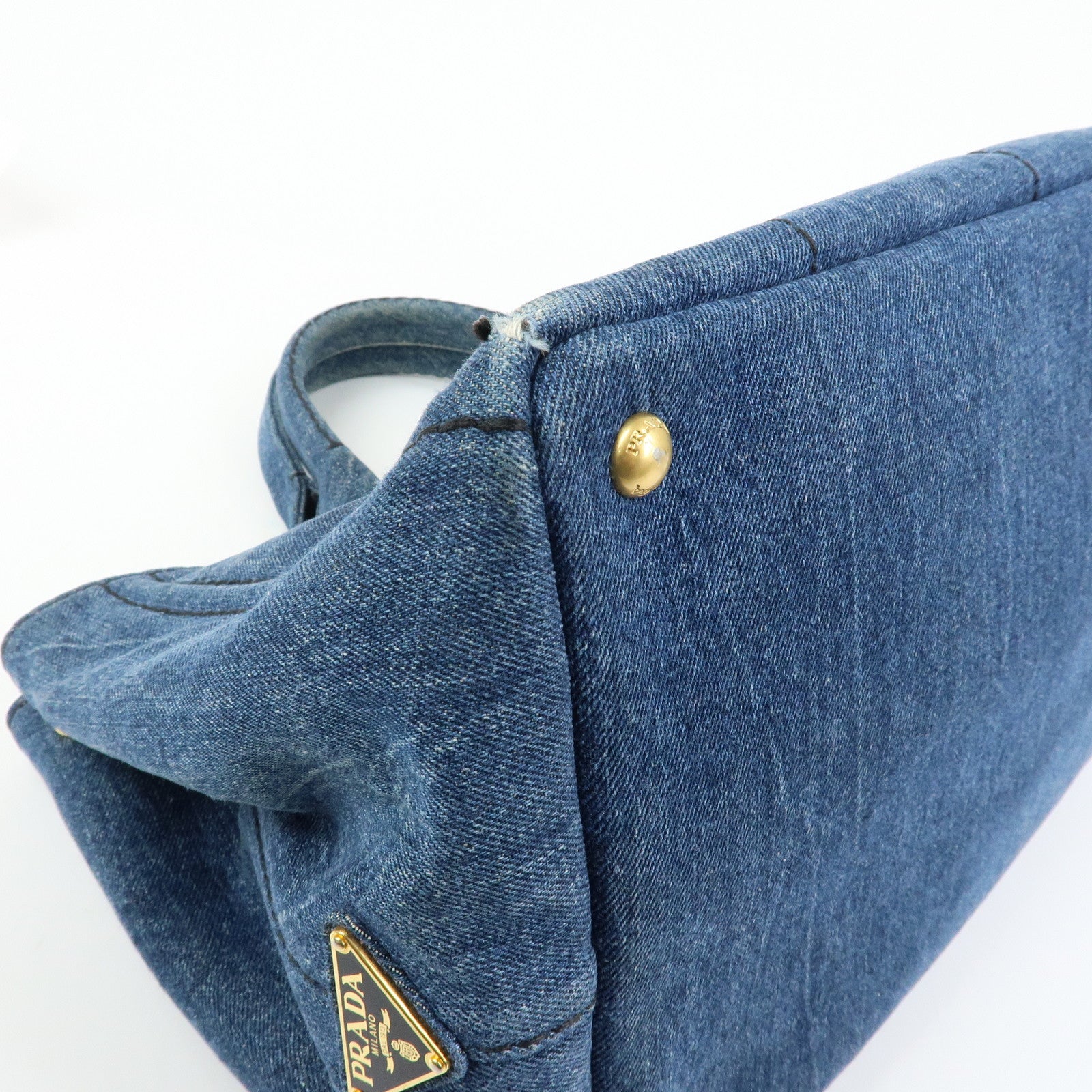 PRADA Triangle Logo Canapa Denim Large 2Way Bag Tote Bag B2642B