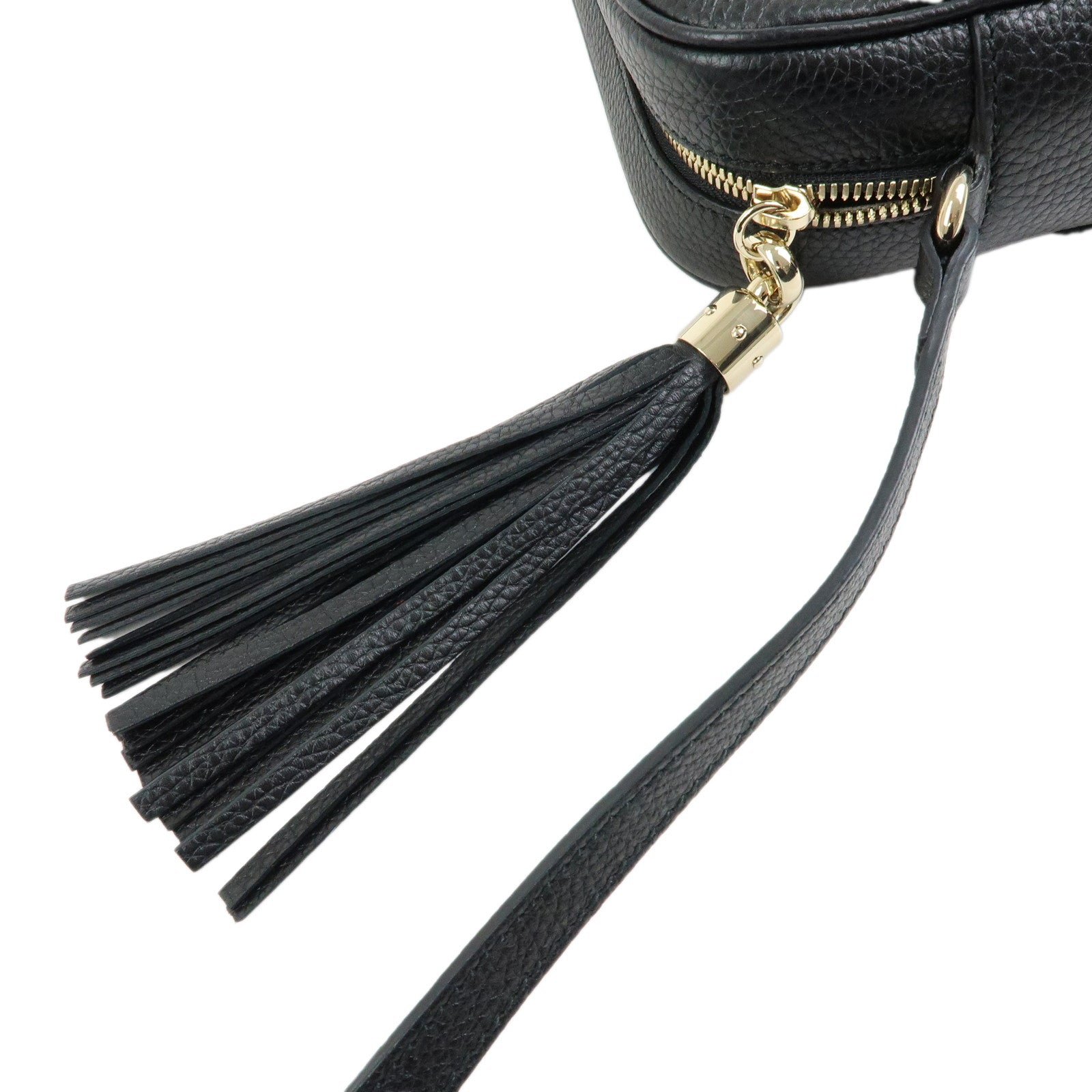 GUCCI SOHO Interlocking G Leahter Small Disco Bag Black 308364